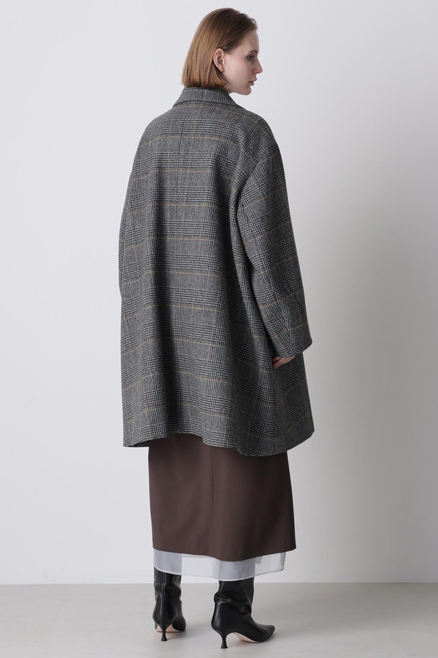 【ヒューエルミュージアム/hueLe Museum】の【hLM】ウールチェックコート 人気、トレンドファッション・服の通販 founy(ファニー) 　ファッション　Fashion　レディースファッション　Fashion for Women　アウター　Coat / Outerwear Collection　コート・ロングコート・ピーコート　Long Coats, Peacoats & More　クラシカル　Classical, Vintage-Inspired　チェスターコート　Chester Coat, Long Coat　チェック　Check, Plaid, Tartan　フォルム　Silhouette, Form　モダン　Modern, Contemporary　ロング　Long, Long-Length　エレガント 上品　Elegant　再入荷　Restock / Back in Stock　other-4|ID: prp329100004878805 ipo3291000000036404111