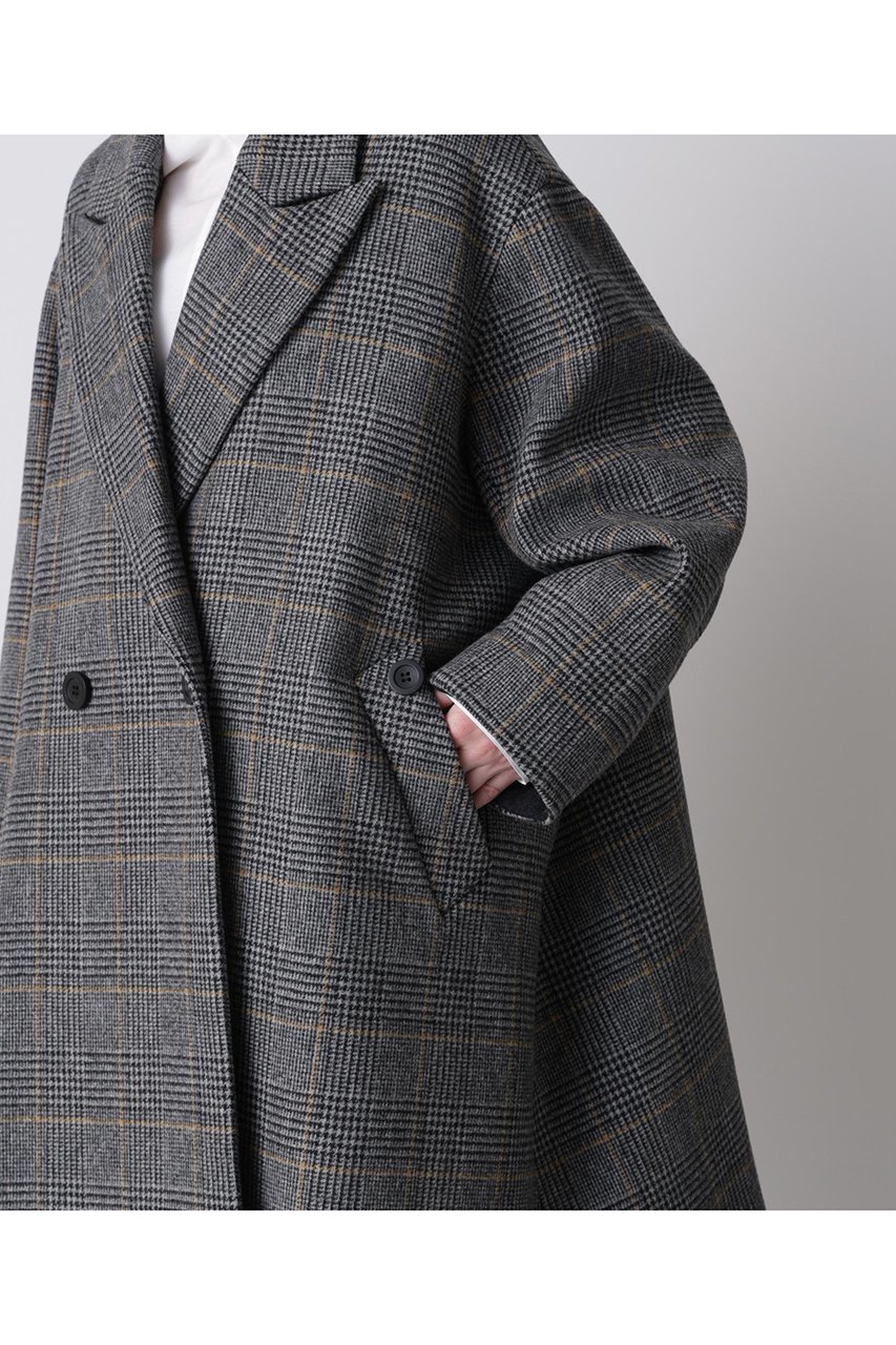 【ヒューエルミュージアム/hueLe Museum】の【hLM】ウールチェックコート 人気、トレンドファッション・服の通販 founy(ファニー) 　ファッション　Fashion　レディースファッション　Fashion for Women　アウター　Coat / Outerwear Collection　コート・ロングコート・ピーコート　Long Coats, Peacoats & More　クラシカル　Classical, Vintage-Inspired　チェスターコート　Chester Coat, Long Coat　チェック　Check, Plaid, Tartan　フォルム　Silhouette, Form　モダン　Modern, Contemporary　ロング　Long, Long-Length　エレガント 上品　Elegant　再入荷　Restock / Back in Stock　other-6|ID: prp329100004878805 ipo3291000000036404113