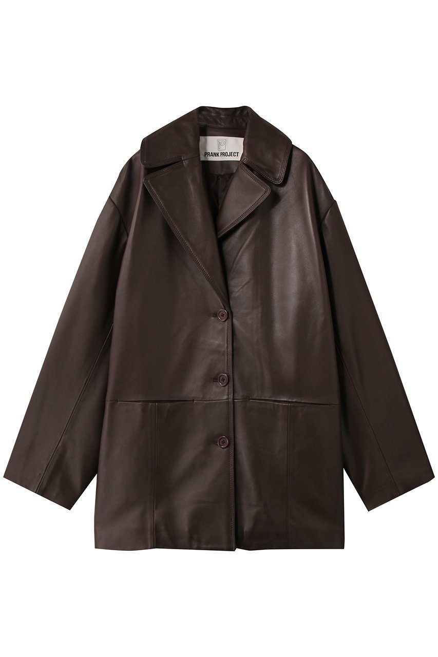 【プランク プロジェクト/PRANK PROJECT】のオーバーカラーシープレザージャケットコート / Overcoat Leather Jacket Coat インテリア・キッズ・メンズ・レディースファッション・服の通販 founy(ファウニー) 　ファッション　Fashion　レディースファッション　Fashion for Women　アウター　Coat / Outerwear Collection　コート・ロングコート・ピーコート　Long Coats, Peacoats & More　レディースジャケット・軽アウター　Jackets　ショルダー　Shoulder, Shoulder Strap　ショート　Short, Short Length　ジャケット　Jacket, Outerwear　ビッグ　Big, Oversized　エレガント 上品　Elegant　冬　Winter / This Winter　BRN(ブラウン)|ID: prp329100004878819 ipo3291000000036404251