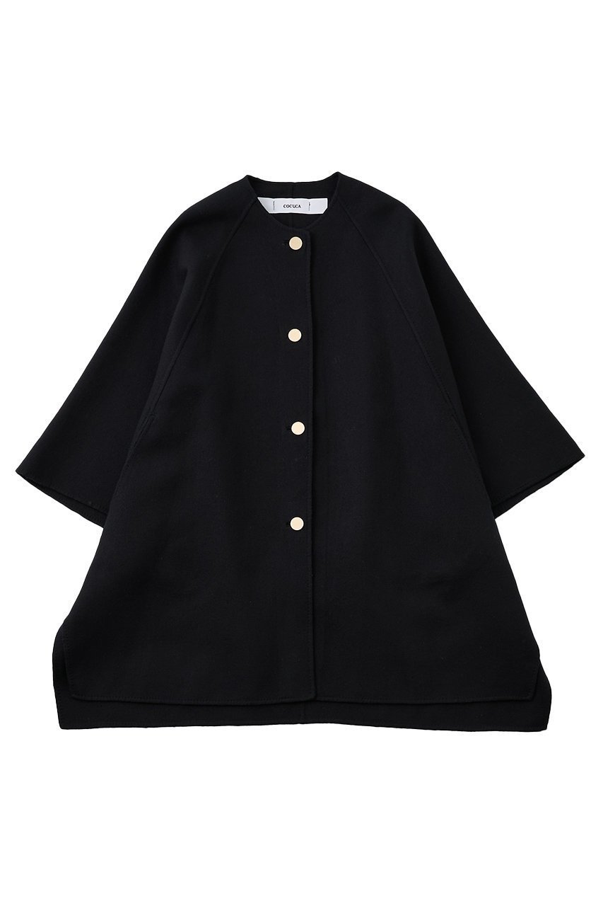 【ザ ストア バイ シー/THE STORE by C】の【V】【COCUCA】リバーカラーケープ インテリア・キッズ・メンズ・レディースファッション・服の通販 founy(ファニー) 　ファッション　Fashion　レディースファッション　Fashion for Women　アウター　Coat / Outerwear Collection　コート・ロングコート・ピーコート　Long Coats, Peacoats & More　クラシック　Classic, Timeless Style　スリット　Slit, Slit Detail　メタル　Metal, Metal Parts　ロング　Long, Long-Length　別注　Limited Edition, Custom Order　ブラック|ID: prp329100004878832 ipo3291000000036404365