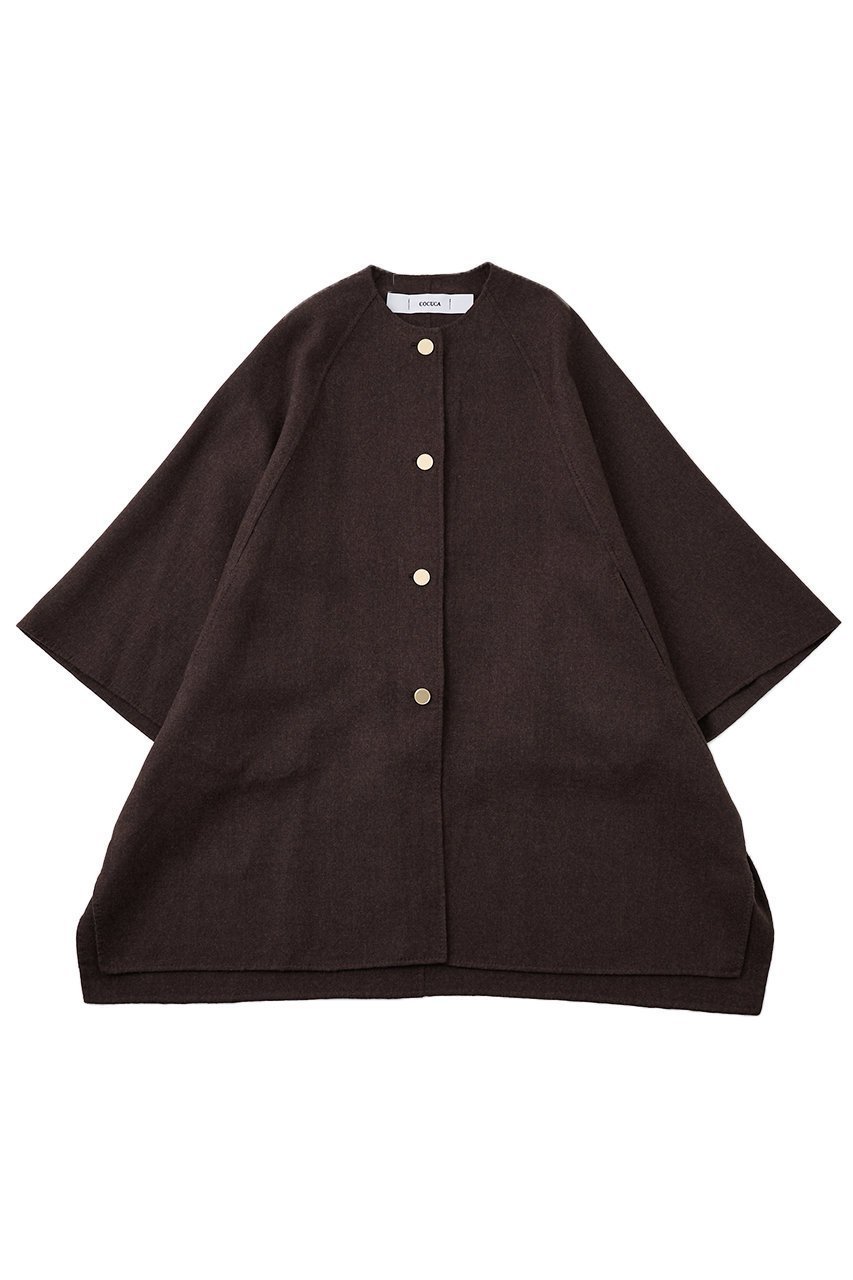 【ザ ストア バイ シー/THE STORE by C】の【V】【COCUCA】リバーカラーケープ インテリア・キッズ・メンズ・レディースファッション・服の通販 founy(ファニー) 　ファッション　Fashion　レディースファッション　Fashion for Women　アウター　Coat / Outerwear Collection　コート・ロングコート・ピーコート　Long Coats, Peacoats & More　クラシック　Classic, Timeless Style　スリット　Slit, Slit Detail　メタル　Metal, Metal Parts　ロング　Long, Long-Length　別注　Limited Edition, Custom Order　ブラウン|ID: prp329100004878832 ipo3291000000036404366