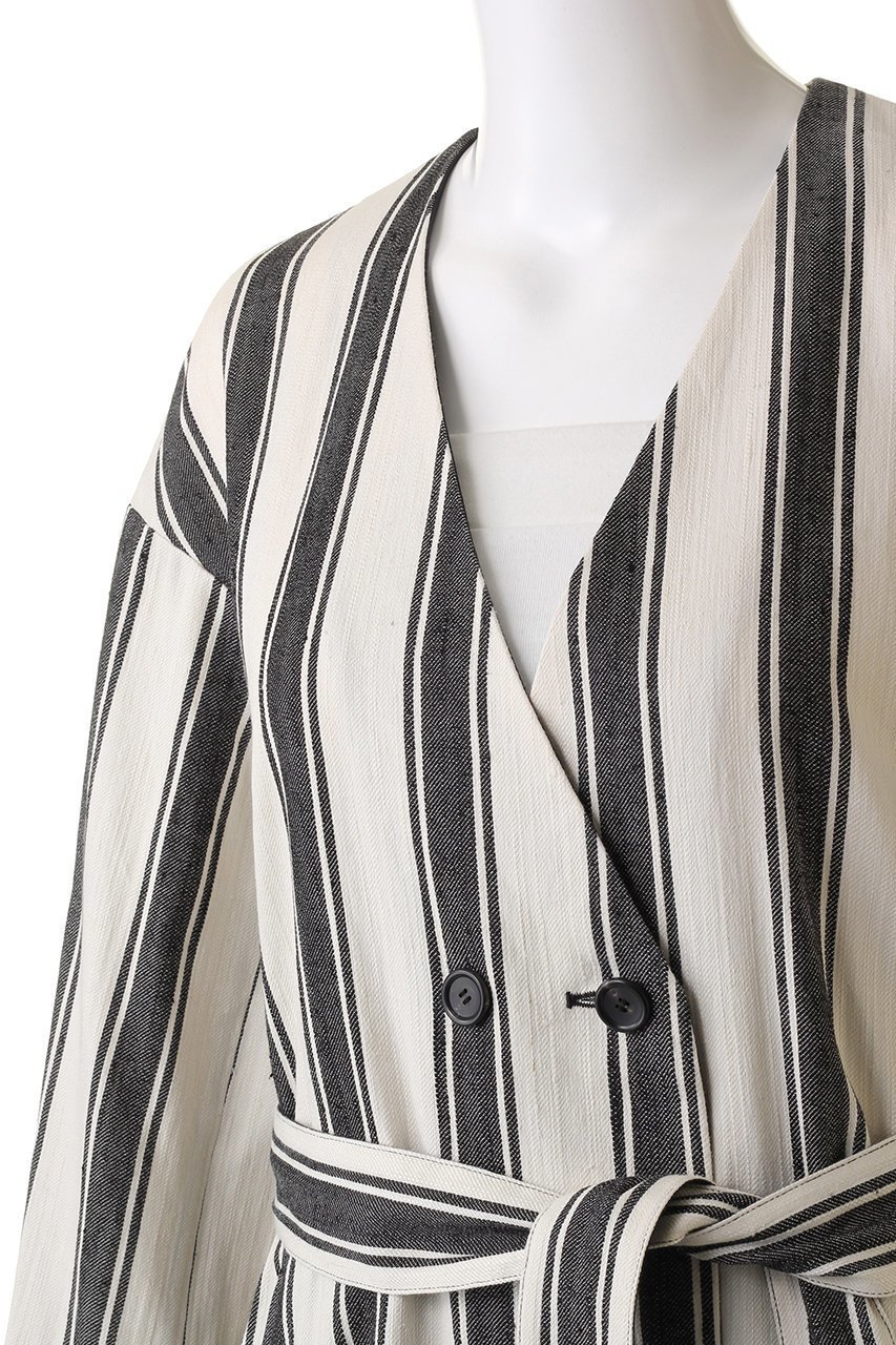 【プレインピープル/PLAIN PEOPLE】のアイビーストライプカラーレスコート 人気、トレンドファッション・服の通販 founy(ファニー) 　ファッション　Fashion　レディースファッション　Fashion for Women　アウター　Coat / Outerwear Collection　コート・ロングコート・ピーコート　Long Coats, Peacoats & More　コンパクト　Compact, Small Size　ストライプ　Stripe, Striped Pattern　ダブル　Double, Double-Breasted　パターン　Pattern, Design Print　リネン　Linen, Linen Fabric　ロング　Long, Long-Length　other-5|ID: prp329100004878862 ipo3291000000036404696