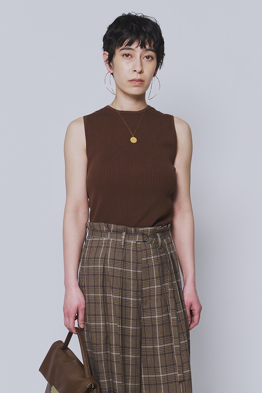 【プルミエ アロンディスモン/1er Arrondissement】のコットンナイロンニットリブタンク インテリア・キッズ・メンズ・レディースファッション・服の通販 founy(ファニー) 　ファッション　Fashion　レディースファッション　Fashion for Women　トップス・カットソー　Cut & Sew Tops　ニット　Knit Tops & Sweaters　カジュアルプルオーバー・ニットトップス　Pullovers & Knit Tops / Casual Pullovers　おすすめ　Recommended / Our Picks　インナー　Innerwear　セットアップ　Set-Up, Coordinated Outfit　夏　Summer　新作・新入荷　New Arrivals / New In　春　Spring　S/S・春夏　SS, Spring/Summer, Warm Season　ブラウン|ID: prp329100004878894 ipo3291000000036405344