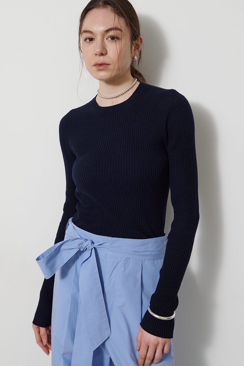 【ウィムガゼット/Whim Gazette】のホールガーメントRIBプルオーバー インテリア・キッズ・メンズ・レディースファッション・服の通販 founy(ファニー) 　ファッション　Fashion　レディースファッション　Fashion for Women　トップス・カットソー　Cut & Sew Tops　ニット　Knit Tops & Sweaters　カジュアルプルオーバー・ニットトップス　Pullovers & Knit Tops / Casual Pullovers　インナー　Innerwear　コンパクト　Compact, Small Size　ジャケット　Jacket, Outerwear　ホールガーメント　WholeGarment, Seamless Knit　エレガント 上品　Elegant　新作・新入荷　New Arrivals / New In　ネイビー|ID: prp329100004878896 ipo3291000000036405358