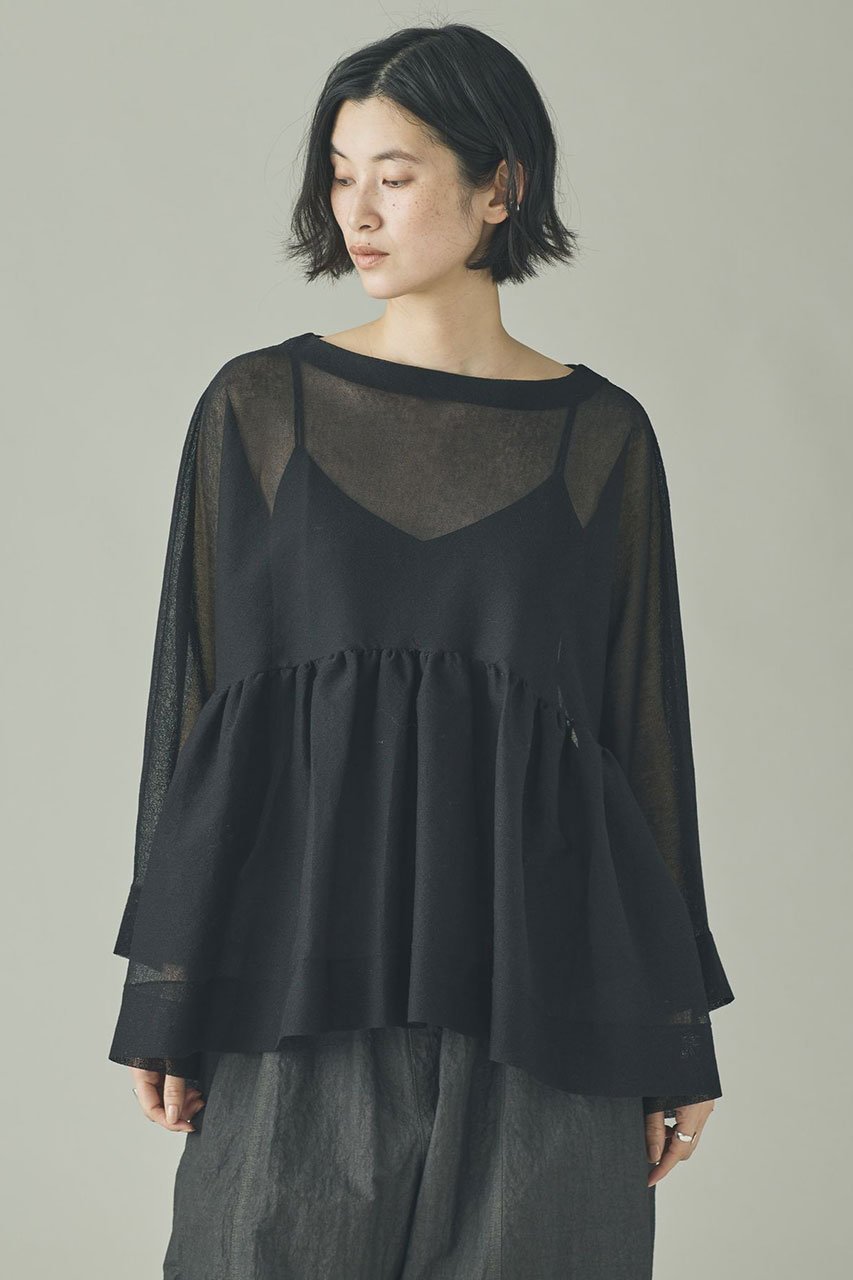 【カレンソロジー/Curensology】のシアーギャザーニットプルオーバー インテリア・キッズ・メンズ・レディースファッション・服の通販 founy(ファニー) 　ファッション　Fashion　レディースファッション　Fashion for Women　トップス・カットソー　Cut & Sew Tops　ニット　Knit Tops & Sweaters　カジュアルプルオーバー・ニットトップス　Pullovers & Knit Tops / Casual Pullovers　おすすめ　Recommended / Our Picks　アクセサリー　Fashion Accessories　インナー　Innerwear　ギャザー　Gathered, Ruffled　シアー　Sheer, See-Through　ジャケット　Jacket, Outerwear　ドレープ　Drape, Draping Fabric　エレガント 上品　Elegant　夏　Summer　新作・新入荷　New Arrivals / New In　春　Spring　S/S・春夏　SS, Spring/Summer, Warm Season　軽量　Lightweight, Ultra Light　ブラック|ID: prp329100004878899 ipo3291000000036405392