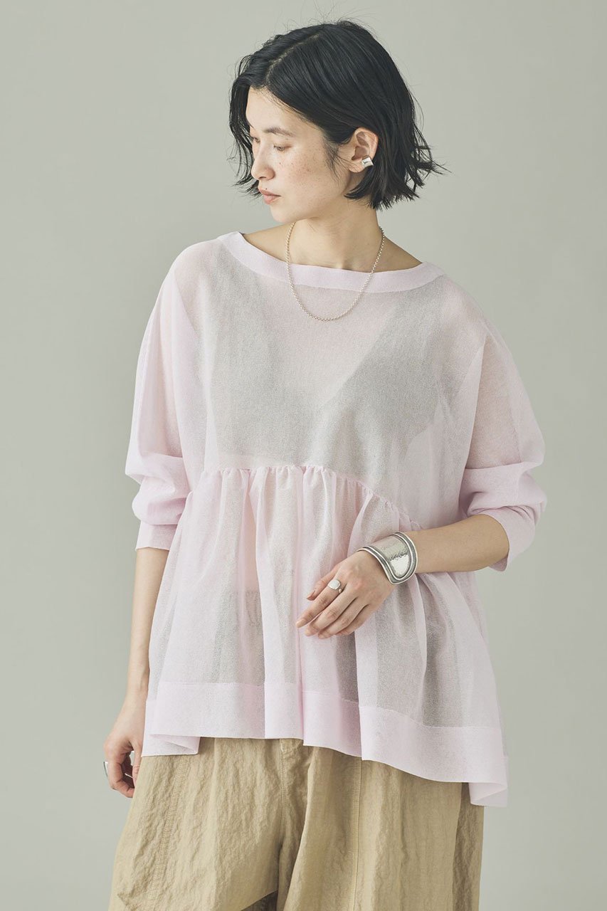 【カレンソロジー/Curensology】のシアーギャザーニットプルオーバー インテリア・キッズ・メンズ・レディースファッション・服の通販 founy(ファニー) 　ファッション　Fashion　レディースファッション　Fashion for Women　トップス・カットソー　Cut & Sew Tops　ニット　Knit Tops & Sweaters　カジュアルプルオーバー・ニットトップス　Pullovers & Knit Tops / Casual Pullovers　おすすめ　Recommended / Our Picks　アクセサリー　Fashion Accessories　インナー　Innerwear　ギャザー　Gathered, Ruffled　シアー　Sheer, See-Through　ジャケット　Jacket, Outerwear　ドレープ　Drape, Draping Fabric　エレガント 上品　Elegant　夏　Summer　新作・新入荷　New Arrivals / New In　春　Spring　S/S・春夏　SS, Spring/Summer, Warm Season　軽量　Lightweight, Ultra Light　ライトピンク|ID: prp329100004878899 ipo3291000000036405393