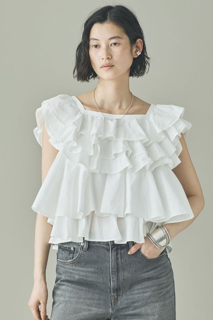 【カレンソロジー/Curensology】のポプリンラッフルブラウス インテリア・キッズ・メンズ・レディースファッション・服の通販 founy(ファニー) https://founy.com/ ファッション Fashion レディースファッション Fashion for Women トップス・カットソー Cut & Sew Tops シャツ・ブラウス・オフィスカジュアル Elegant Blouses & Button-Ups インド Indian Textile ショート Short, Short Length スリーブ Sleeve, Long Sleeve / Short Sleeve バランス Balance, Style Balance フリル Frill, Ruffle ボトム Bottoms, Lower Wear 再入荷 Restock / Back in Stock |ID: prp329100004878919 ipo3291000000036405554