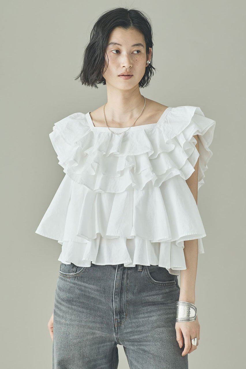 【カレンソロジー/Curensology】のポプリンラッフルブラウス 人気、トレンドファッション・服の通販 founy(ファニー) 　ファッション　Fashion　レディースファッション　Fashion for Women　トップス・カットソー　Cut & Sew Tops　シャツ・ブラウス・オフィスカジュアル　Elegant Blouses & Button-Ups　インド　Indian Textile　ショート　Short, Short Length　スリーブ　Sleeve, Long Sleeve / Short Sleeve　バランス　Balance, Style Balance　フリル　Frill, Ruffle　ボトム　Bottoms, Lower Wear　再入荷　Restock / Back in Stock　other-2|ID: prp329100004878919 ipo3291000000036405558