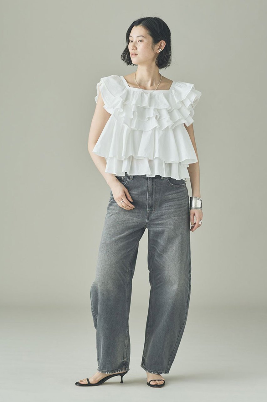 【カレンソロジー/Curensology】のポプリンラッフルブラウス 人気、トレンドファッション・服の通販 founy(ファニー) 　ファッション　Fashion　レディースファッション　Fashion for Women　トップス・カットソー　Cut & Sew Tops　シャツ・ブラウス・オフィスカジュアル　Elegant Blouses & Button-Ups　インド　Indian Textile　ショート　Short, Short Length　スリーブ　Sleeve, Long Sleeve / Short Sleeve　バランス　Balance, Style Balance　フリル　Frill, Ruffle　ボトム　Bottoms, Lower Wear　再入荷　Restock / Back in Stock　other-5|ID: prp329100004878919 ipo3291000000036405561