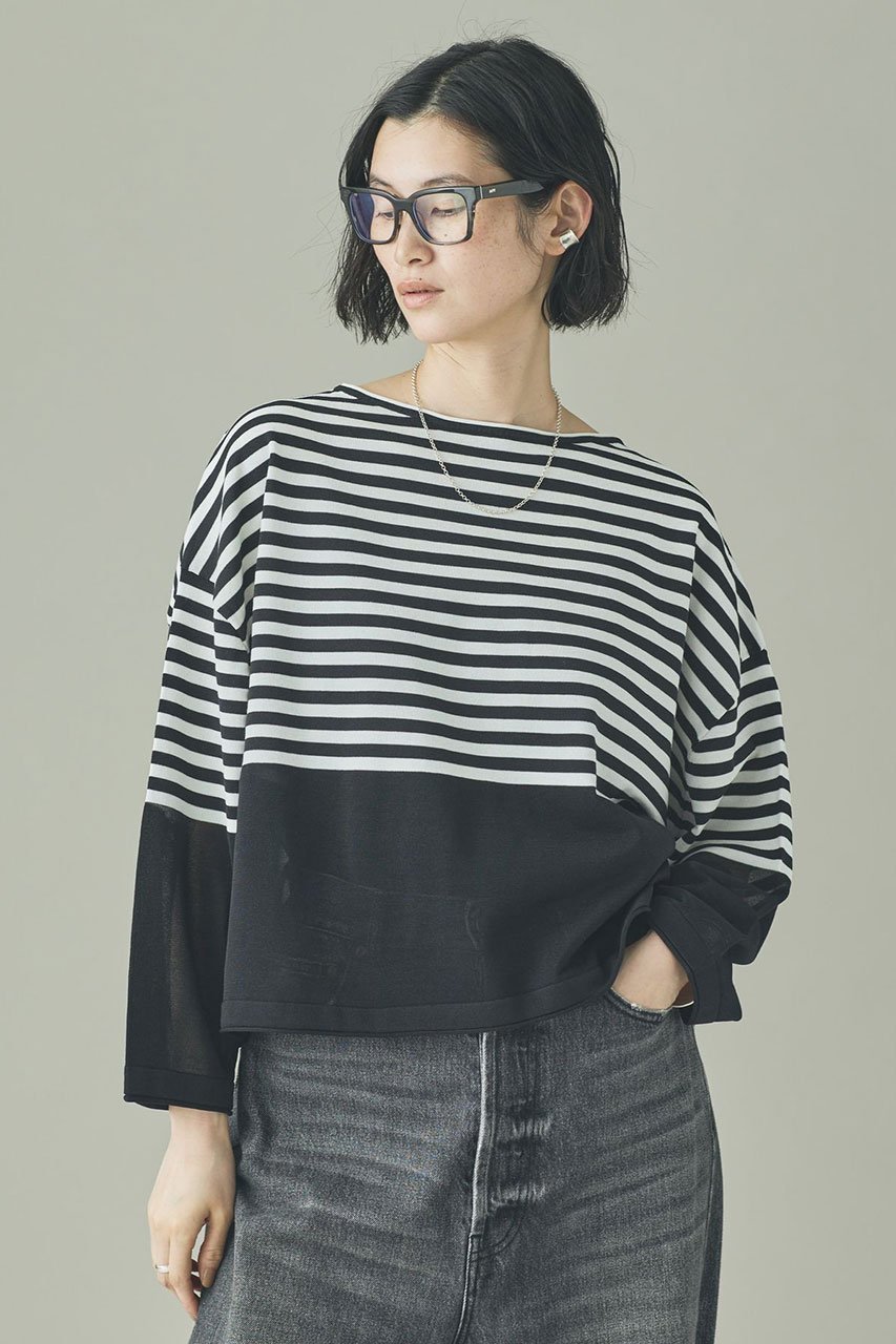 【カレンソロジー/Curensology】のシアーボーダーニットプルオーバー インテリア・キッズ・メンズ・レディースファッション・服の通販 founy(ファニー) 　ファッション　Fashion　レディースファッション　Fashion for Women　トップス・カットソー　Cut & Sew Tops　ニット　Knit Tops & Sweaters　カジュアルプルオーバー・ニットトップス　Pullovers & Knit Tops / Casual Pullovers　ボトム　Bottoms, Lower Wear　再入荷　Restock / Back in Stock　夏　Summer　無地　Plain, Solid Color　ブラック|ID: prp329100004878920 ipo3291000000036405584