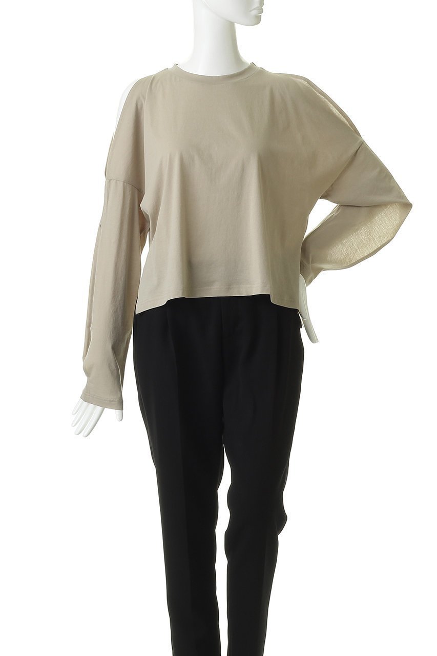 【エリオポール/heliopole】の【PROTAGONISTA】オープンショルダーロングスリーブカットソー 人気、トレンドファッション・服の通販 founy(ファニー) 　ファッション　Fashion　レディースファッション　Fashion for Women　トップス・カットソー　Cut & Sew Tops　シャツ・ブラウス・オフィスカジュアル　Elegant Blouses & Button-Ups　ロングTシャツ・Tシャツ　Longline T-Shirts & Tees　カットソー・ベーシックTシャツ　Cut-and-Sewn Tops / Stretch Tees & Basics　ショルダー　Shoulder, Shoulder Strap　ショート　Short, Short Length　スリット　Slit, Slit Detail　スリーブ　Sleeve, Long Sleeve / Short Sleeve　デニム　Denim, Jeans Material　トレンド　Trend, Trending Now　ボトム　Bottoms, Lower Wear　ロング　Long, Long-Length　ワイド　Wide, Wide Fit　新作・新入荷　New Arrivals / New In　other-2|ID: prp329100004878995 ipo3291000000036406219