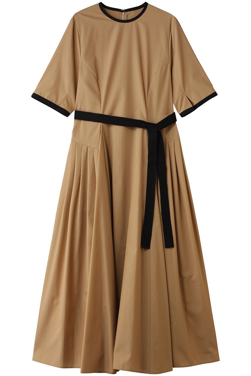 【ティアラ/Tiara】のサイドプリーツワンピース インテリア・キッズ・メンズ・レディースファッション・服の通販 founy(ファニー) 　ファッション　Fashion　レディースファッション　Fashion for Women　ワンピース　Dresses　チュニック　Tunic Tops & Dresses　シャンブレー　Chambray, Denim-Like Fabric　チュニック　Tunic, Long Top　パーティ　Party, Party Style　フィット　Fit, Slim Fit　フレア　Flare, Flared　プリーツ　Pleats, Pleated　リボン　Ribbon, Bow　ロング　Long, Long-Length　半袖　Short Sleeve, Half Sleeve　新作・新入荷　New Arrivals / New In　ベージュ|ID: prp329100004879017 ipo3291000000036406395