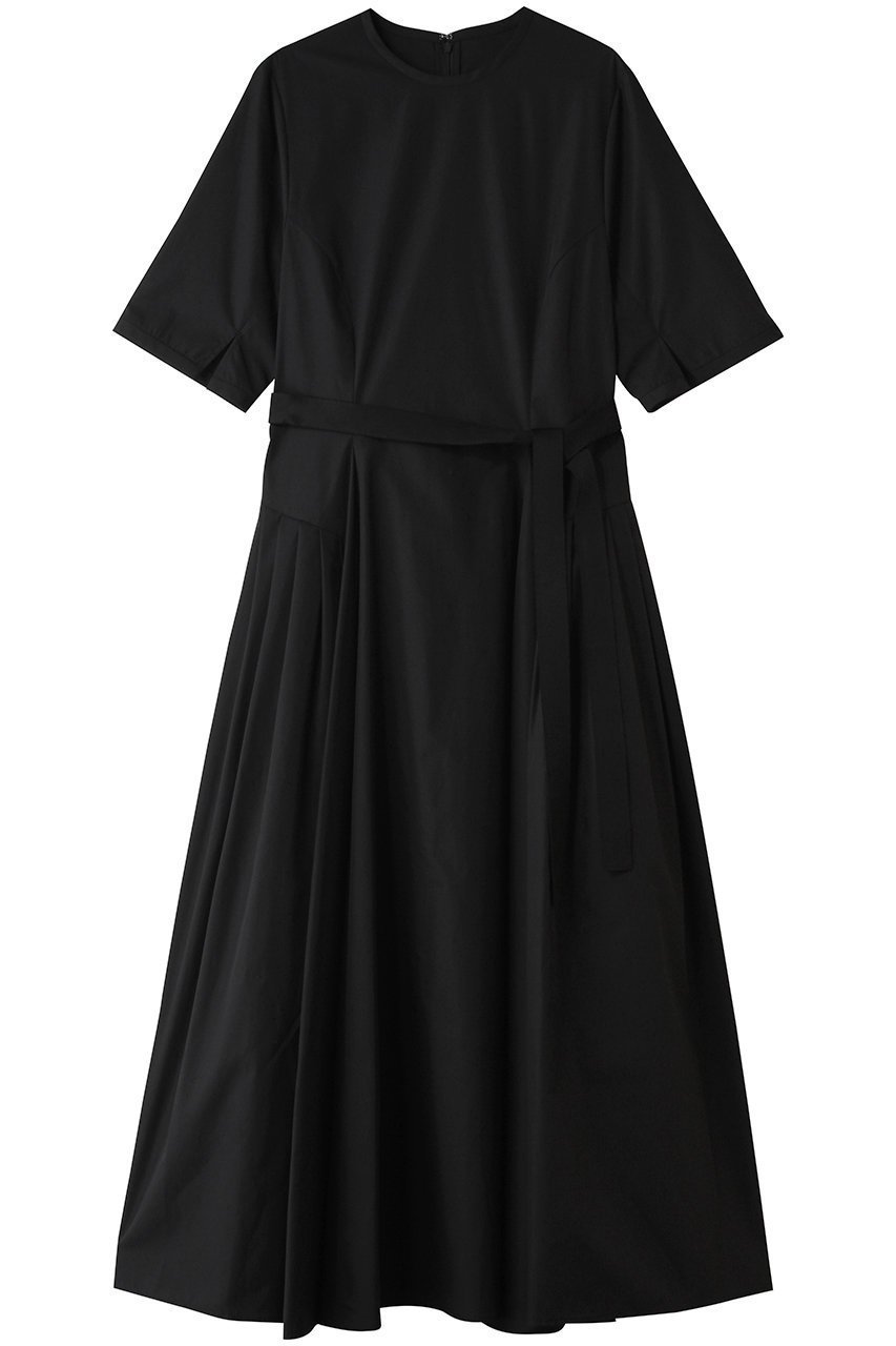 【ティアラ/Tiara】のサイドプリーツワンピース インテリア・キッズ・メンズ・レディースファッション・服の通販 founy(ファニー) 　ファッション　Fashion　レディースファッション　Fashion for Women　ワンピース　Dresses　チュニック　Tunic Tops & Dresses　シャンブレー　Chambray, Denim-Like Fabric　チュニック　Tunic, Long Top　パーティ　Party, Party Style　フィット　Fit, Slim Fit　フレア　Flare, Flared　プリーツ　Pleats, Pleated　リボン　Ribbon, Bow　ロング　Long, Long-Length　半袖　Short Sleeve, Half Sleeve　新作・新入荷　New Arrivals / New In　ブラック|ID: prp329100004879017 ipo3291000000036406397