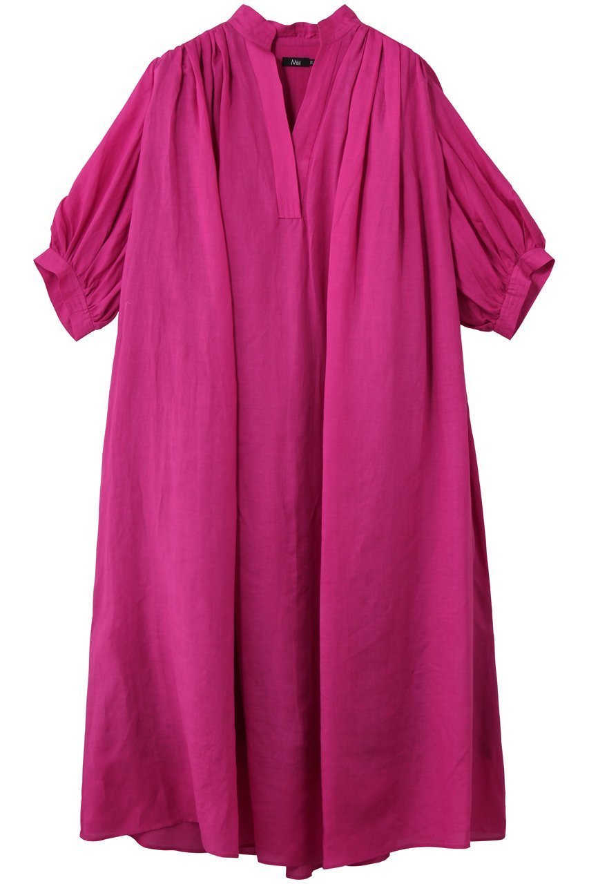 【エムフィル/M Fil】のリネンローン タックギャザーワンピース インテリア・キッズ・メンズ・レディースファッション・服の通販 founy(ファニー) 　ファッション　Fashion　レディースファッション　Fashion for Women　ワンピース　Dresses　チュニック　Tunic Tops & Dresses　ギャザー　Gathered, Ruffled　チュニック　Tunic, Long Top　リゾート　Resort, Vacation Style　リネン　Linen, Linen Fabric　ロング　Long, Long-Length　夏　Summer　新作・新入荷　New Arrivals / New In　ピンク|ID: prp329100004879021 ipo3291000000036406426