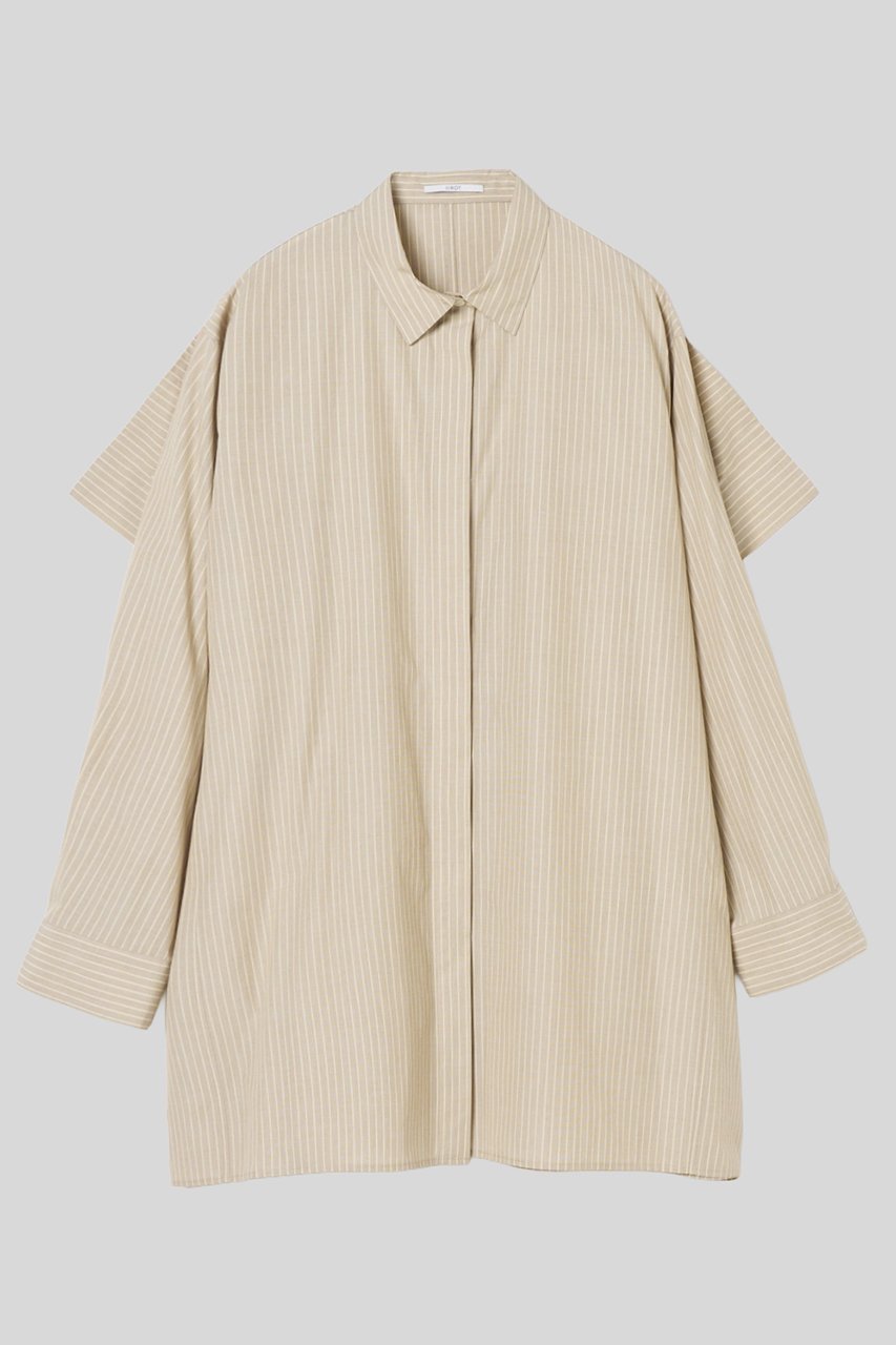 【イロット/IIROT】のcotton variation シャツ インテリア・キッズ・メンズ・レディースファッション・服の通販 founy(ファニー) ファッション Fashion レディースファッション Fashion for Women トップス・カットソー Cut & Sew Tops シャツ・ブラウス・オフィスカジュアル Elegant Blouses & Button-Ups ストライプ Stripe, Striped Pattern スリーブ Sleeve, Long Sleeve / Short Sleeve パターン Pattern, Design Print フォルム Silhouette, Form ロング Long, Long-Length 新作・新入荷 New Arrivals / New In ストライプベージュ|ID: prp329100004879088 ipo3291000000036406957