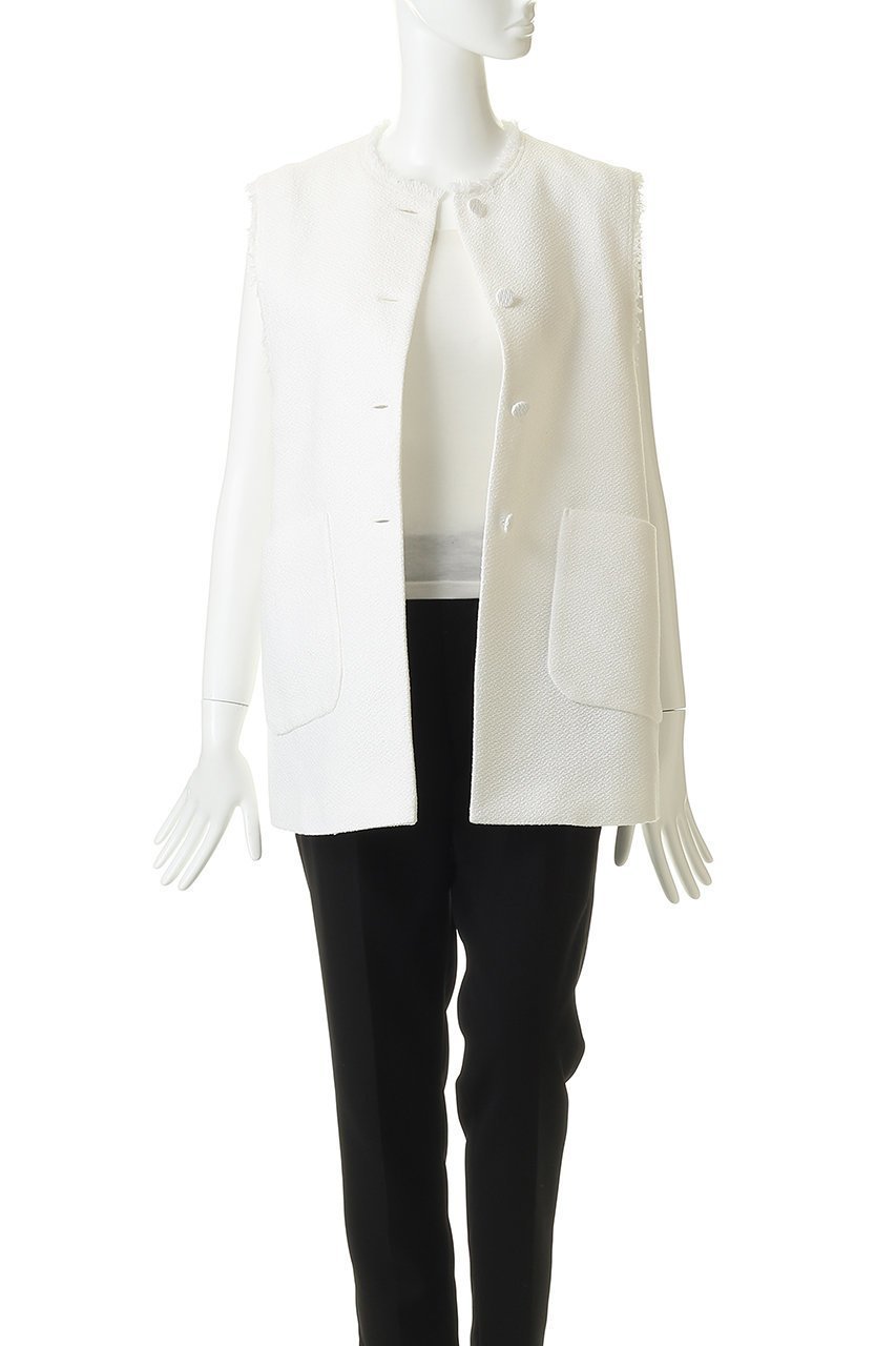 【ジェイドット/j.】のコットン混ツイード ボタンジレ 人気、トレンドファッション・服の通販 founy(ファニー) 　ファッション　Fashion　レディースファッション　Fashion for Women　アウター　Coat / Outerwear Collection　レディースジャケット・軽アウター　Jackets　ジャケット　Jacket, Outerwear　ツイード　Twill, Twill Weave　フリンジ　Fringe, Tassel　ベスト　Vest, Waistcoat　ポケット　Pocket, Pocket Detail　新作・新入荷　New Arrivals / New In　春　Spring　other-8|ID: prp329100004879107 ipo3291000000036407116