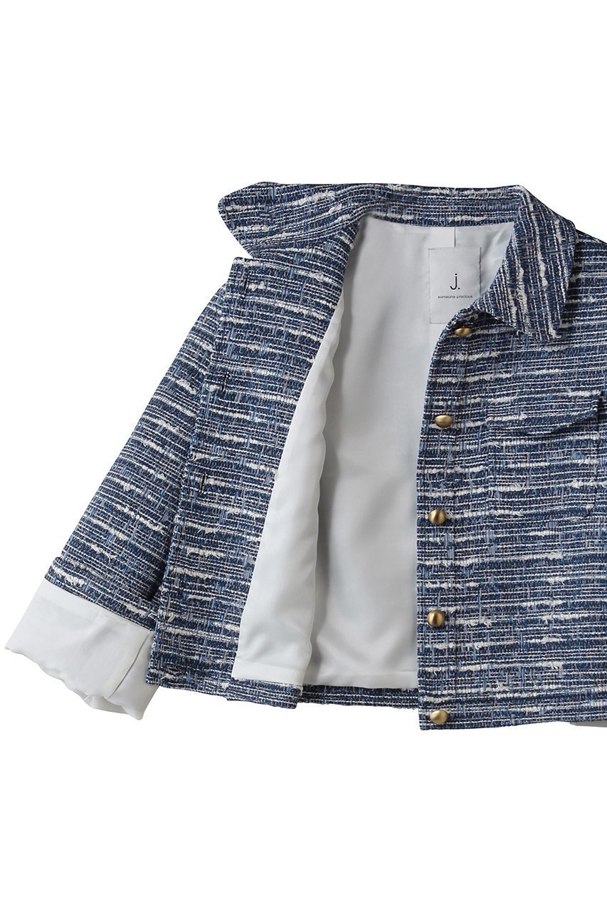 【ジェイドット/j.】のファンシーツイード 衿付きジャケット 人気、トレンドファッション・服の通販 founy(ファニー) 　ファッション　Fashion　レディースファッション　Fashion for Women　アウター　Coat / Outerwear Collection　レディースジャケット・軽アウター　Jackets　イタリア　Italy　エレガント 上品　Elegant　ジャケット　Jacket, Outerwear　ツイード　Twill, Twill Weave　デニム　Denim, Jeans Material　メタル　Metal, Metal Parts　新作・新入荷　New Arrivals / New In　other-7|ID: prp329100004879109 ipo3291000000036407134