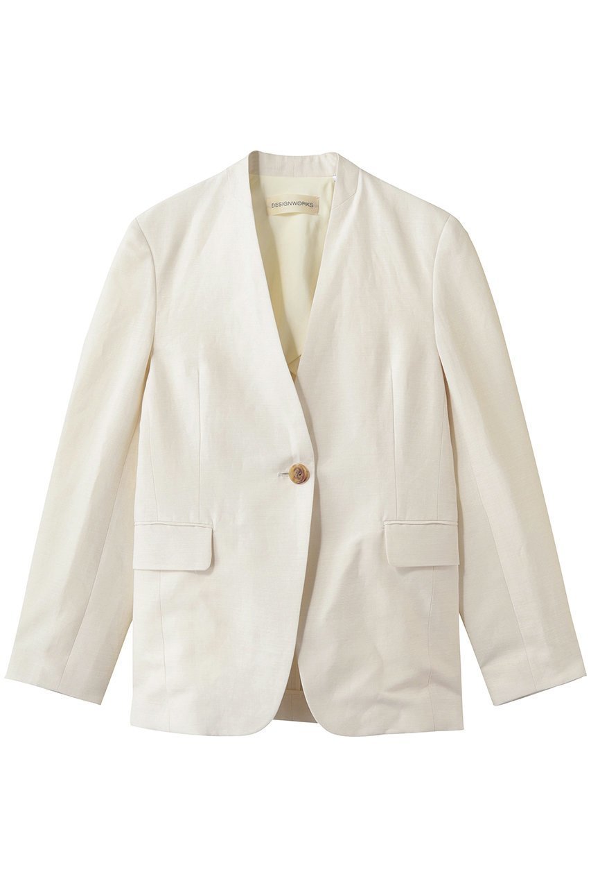 【デザイン ワークス/DESIGN WORKS】の【セットアップ対応】リネン混ノーカラージャケット 人気、トレンドファッション・服の通販 founy(ファニー) 　ファッション　Fashion　レディースファッション　Fashion for Women　アウター　Coat / Outerwear Collection　レディースジャケット・軽アウター　Jackets　ノーカラージャケット / シンプル上品コーデ　Collarless Jackets　シンプル　Simple, Minimal　ジャケット　Jacket, Outerwear　ストライプ　Stripe, Striped Pattern　セットアップ　Set-Up, Coordinated Outfit　デニム　Denim, Jeans Material　ネップ　Nepp, Slub Yarn　フェミニン　Feminine, Girly　フォルム　Silhouette, Form　リネン　Linen, Linen Fabric　エレガント 上品　Elegant　夏　Summer　新作・新入荷　New Arrivals / New In　春　Spring　S/S・春夏　SS, Spring/Summer, Warm Season　 other-1|ID: prp329100004879116 ipo3291000000036407187