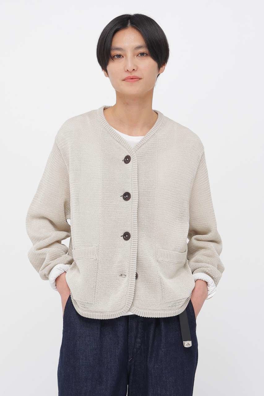 【マーガレットハウエル/MARGARET HOWELL】のCOATED COTTON KNITWEAR インテリア・キッズ・メンズ・レディースファッション・服の通販 founy(ファニー) 　ファッション　Fashion　レディースファッション　Fashion for Women　トップス・カットソー　Cut & Sew Tops　ニット　Knit Tops & Sweaters　カーディガン・羽織り　Layered Style Cardigans　カーディガン　Cardigan, Knitwear　コーティング　Coating, Coated Finish　モダン　Modern, Contemporary　ラウンド　Round, Round Neck　リネン　Linen, Linen Fabric　ワイド　Wide, Wide Fit　新作・新入荷　New Arrivals / New In　ホワイト|ID: prp329100004879155 ipo3291000000036407504