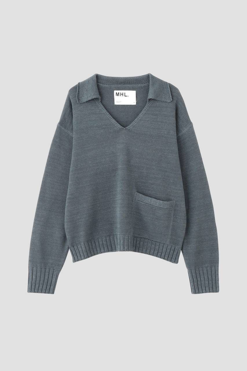 【マーガレットハウエル/MARGARET HOWELL】のCONTRAST COTTON LINEN KNITWEAR 人気、トレンドファッション・服の通販 founy(ファニー) ファッション Fashion レディースファッション Fashion for Women トップス・カットソー Cut & Sew Tops ニット Knit Tops & Sweaters カジュアルプルオーバー・ニットトップス Pullovers & Knit Tops / Casual Pullovers シンプル Simple, Minimal スキッパー Skipper, Open Collar バランス Balance, Style Balance リネン Linen, Linen Fabric ヴィンテージ Vintage Style 新作・新入荷 New Arrivals / New In other-4|ID: prp329100004879157 ipo3291000000036407522