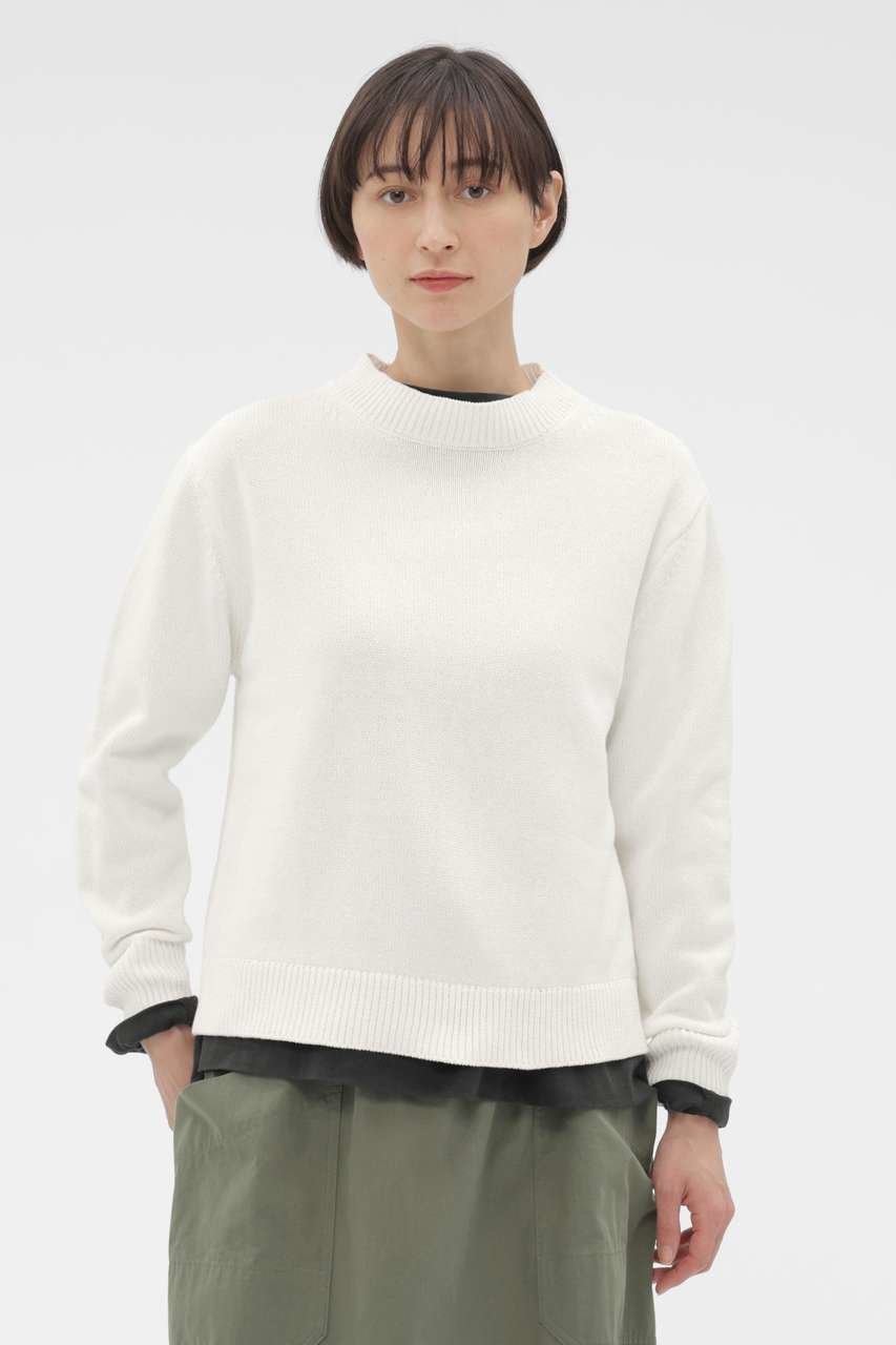 【マーガレットハウエル/MARGARET HOWELL】のSPORTS COTTON KNITWEAR インテリア・キッズ・メンズ・レディースファッション・服の通販 founy(ファニー) ファッション Fashion レディースファッション Fashion for Women トップス・カットソー Cut & Sew Tops ニット Knit Tops & Sweaters カジュアルプルオーバー・ニットトップス Pullovers & Knit Tops / Casual Pullovers コンパクト Compact, Small Size シンプル Simple, Minimal スウェット / スエット Sweatshirt, Sweatwear デニム Denim, Jeans Material バランス Balance, Style Balance フィット Fit, Slim Fit 新作・新入荷 New Arrivals / New In ホワイト|ID: prp329100004879158 ipo3291000000036407525