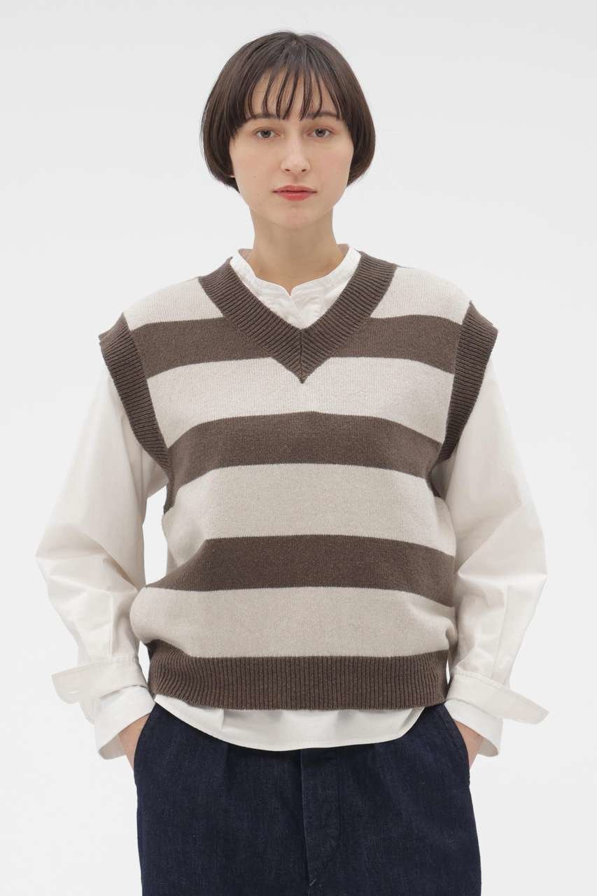 【マーガレットハウエル/MARGARET HOWELL】のWOOL COTTON KNITWEAR インテリア・キッズ・メンズ・レディースファッション・服の通販 founy(ファニー) 　ファッション　Fashion　レディースファッション　Fashion for Women　トップス・カットソー　Cut & Sew Tops　ニット　Knit Tops & Sweaters　カジュアルプルオーバー・ニットトップス　Pullovers & Knit Tops / Casual Pullovers　ストライプ　Stripe, Striped Pattern　バランス　Balance, Style Balance　ワイド　Wide, Wide Fit　新作・新入荷　New Arrivals / New In　ホワイト|ID: prp329100004879161 ipo3291000000036407552