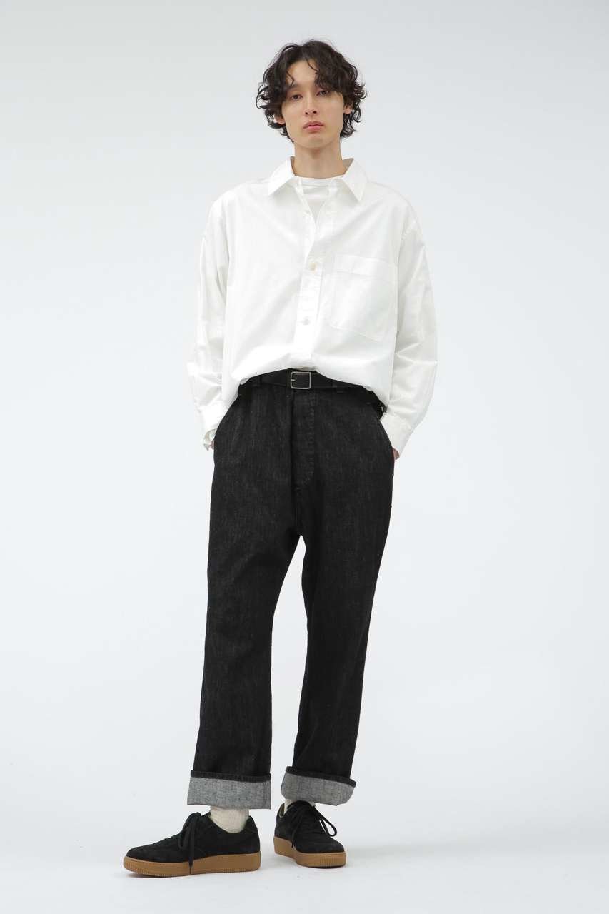 【マーガレット ハウエル/MARGARET HOWELL / MEN】のCANTON LIGHT DENIM BLACK 大人の最旬トレンドファッション＆コーディネート founy(ファウニー) 　ファッション　Fashion　メンズファッション　Fashion for Men　ボトムス　Bottoms　デニムパンツ・ジーンズ　Denim Pants　ジーンズ　Jeans, Denim Pants　デニム　Denim, Jeans Material　ネップ　Nepp, Slub Yarn　バランス　Balance, Style Balance　パッチ　Patch, Appliqué　フィット　Fit, Slim Fit　フロント　Front, Front Design　ベーシック　Basic, Essential　ポケット　Pocket, Pocket Detail　リラックス　Relax, Relaxed Fit　ワーク　Workwear, Utility Style　other-8|ID: prp329100004879203 ipo3291000000036407894