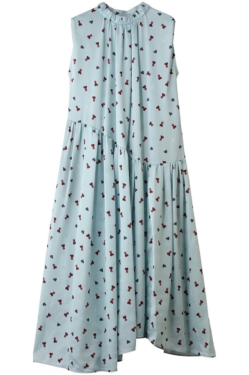 【ランバン オン ブルー/LANVIN en Bleu】のMarina dot/Heartワンピース インテリア・キッズ・メンズ・レディースファッション・服の通販 founy(ファニー) ファッション Fashion レディースファッション Fashion for Women ワンピース Dresses チュニック Tunic Tops & Dresses イレギュラー Irregular Design クラシカル Classical, Vintage-Inspired コレクション Collection, Seasonal Line サテン Satin, Glossy Fabric チュニック Tunic, Long Top ドット Polka Dot, Dot Pattern フェミニン Feminine, Girly プリント Print, Printed Pattern ランダム Random, Irregular ロング Long, Long-Length 春 Spring グリーン|ID: prp329100004879411 ipo3291000000036409180