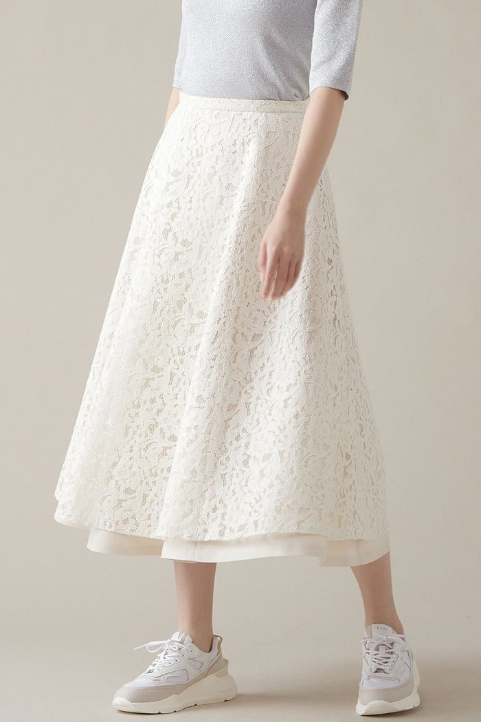 【マルティニーク/martinique】のレースサーキュラースカート インテリア・キッズ・メンズ・レディースファッション・服の通販 founy(ファニー) https://founy.com/ ファッション Fashion レディースファッション Fashion for Women スカート Skirts メッシュ Mesh, Net Fabric レース Lace, Lace Fabric 無地 Plain, Solid Color |ID: prp329100004879420 ipo3291000000036409254