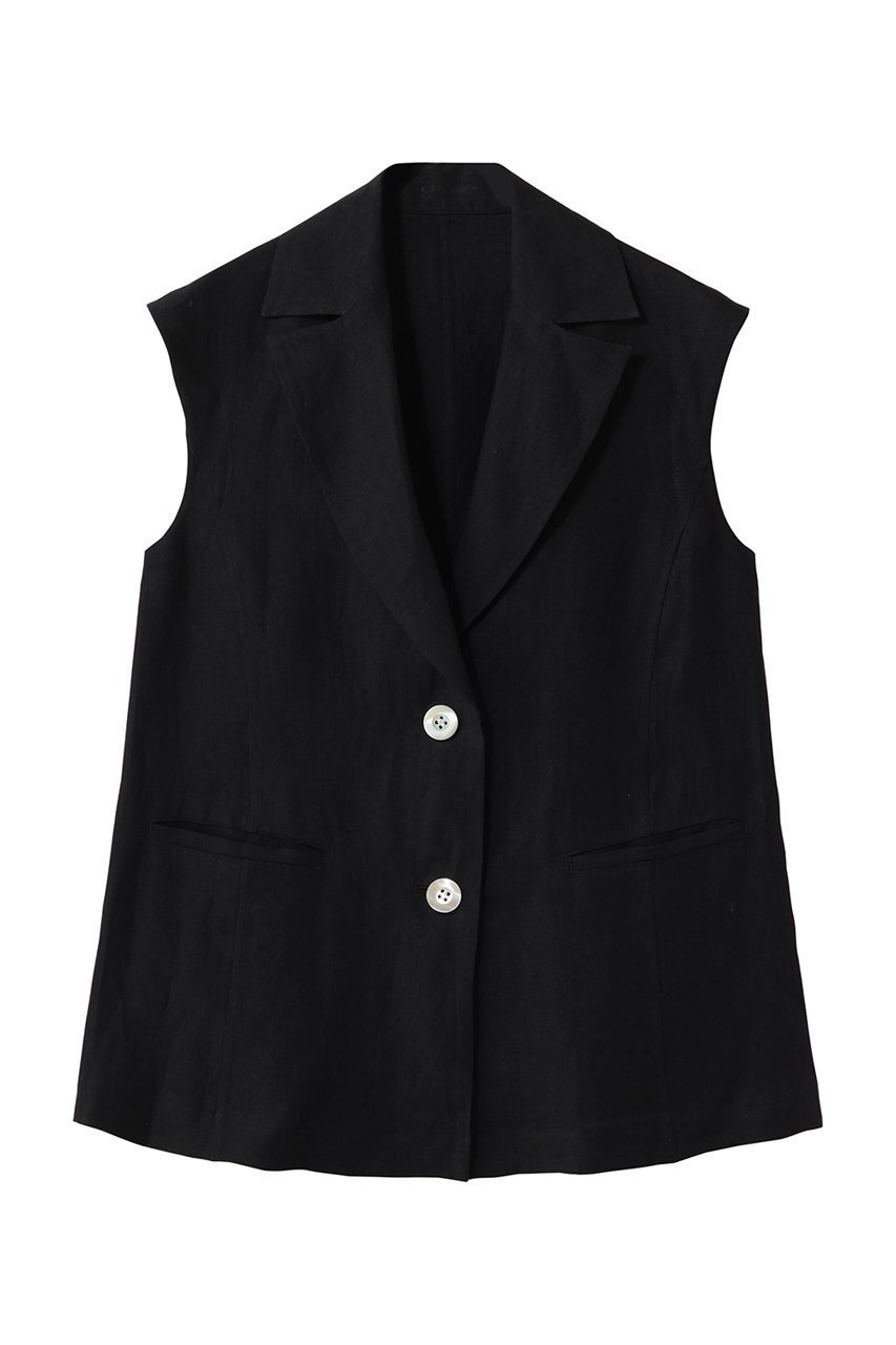 【エムフィル/M Fil】のベルギーリネン フレンチスリーブジレ インテリア・キッズ・メンズ・レディースファッション・服の通販 founy(ファウニー) 　ファッション　Fashion　レディースファッション　Fashion for Women　アウター　Coat / Outerwear Collection　レディースジャケット・軽アウター　Jackets　ウォッシャブル　Machine Washable　ジャケット　Jacket, Outerwear　スリーブ　Sleeve, Long Sleeve / Short Sleeve　フレンチ　French, French Style　ベスト　Vest, Waistcoat　リネン　Linen, Linen Fabric　エレガント 上品　Elegant　夏　Summer　新作・新入荷　New Arrivals / New In　ブラック|ID: prp329100004879453 ipo3291000000036872909
