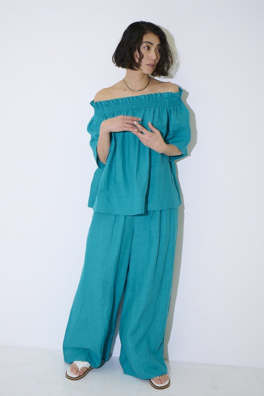 【エムフィル/M Fil】のベルギーリネン フレアーイージートラウザーズ 人気、トレンドファッション・服の通販 founy(ファニー) 　ファッション　Fashion　レディースファッション　Fashion for Women　パンツ　Pants & Trousers　ギャザー　Gathered, Ruffled　リネン　Linen, Linen Fabric　定番　Standard, Basic Item　新作・新入荷　New Arrivals / New In　other-8|ID: prp329100004879460 ipo3291000000036409572