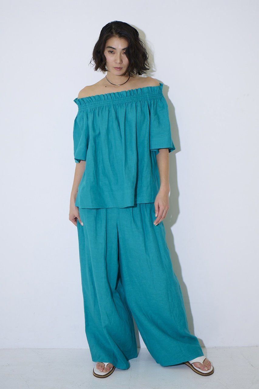 【エムフィル/M Fil】のベルギーリネン フレアーイージートラウザーズ 人気、トレンドファッション・服の通販 founy(ファニー) 　ファッション　Fashion　レディースファッション　Fashion for Women　パンツ　Pants & Trousers　ギャザー　Gathered, Ruffled　リネン　Linen, Linen Fabric　定番　Standard, Basic Item　新作・新入荷　New Arrivals / New In　other-7|ID: prp329100004879461 ipo3291000000036409570