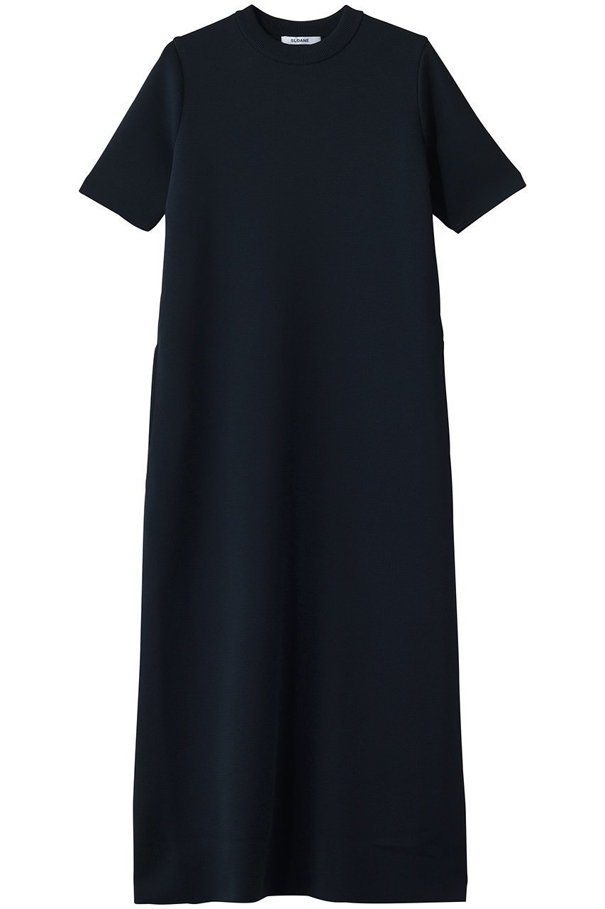 【スローン/SLOANE】の14Gミラノリブ ポリエステル×キュプラ×コットン 半袖クルーネック ワンピース インテリア・キッズ・メンズ・レディースファッション・服の通販 founy(ファニー) 　ファッション　Fashion　レディースファッション　Fashion for Women　ワンピース　Dresses　チュニック　Tunic Tops & Dresses　キュプラ　Cupro, Eco Fabric　チュニック　Tunic, Long Top　ミラノリブ　Milano Rib, Milano Stitch　ロング　Long, Long-Length　エレガント 上品　Elegant　半袖　Short Sleeve, Half Sleeve　抗菌　Antibacterial, Bacteria-Resistant　新作・新入荷　New Arrivals / New In　ダークネイビー|ID: prp329100004879685 ipo3291000000036411920
