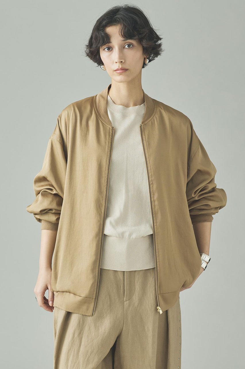 【カレンソロジー/Curensology】のツイルストレッチブルゾン インテリア・キッズ・メンズ・レディースファッション・服の通販 founy(ファウニー) 　ファッション　Fashion　レディースファッション　Fashion for Women　アウター　Coat / Outerwear Collection　レディースジャケット・軽アウター　Jackets　ブルゾンジャケット・スポーティアウター　Blouson Jackets　シルク　Silk, 100% Silk　ジャケット　Jacket, Outerwear　ダウン　Down, Puffer　ツイル　Twist, Twisted Detail　テクスチャー　Texture, Textured Fabric　フロント　Front, Front Design　ブルゾン　Blouson, Bomber Jacket　エレガント 上品　Elegant　ベージュ|ID: prp329100004879724 ipo3291000000036874172