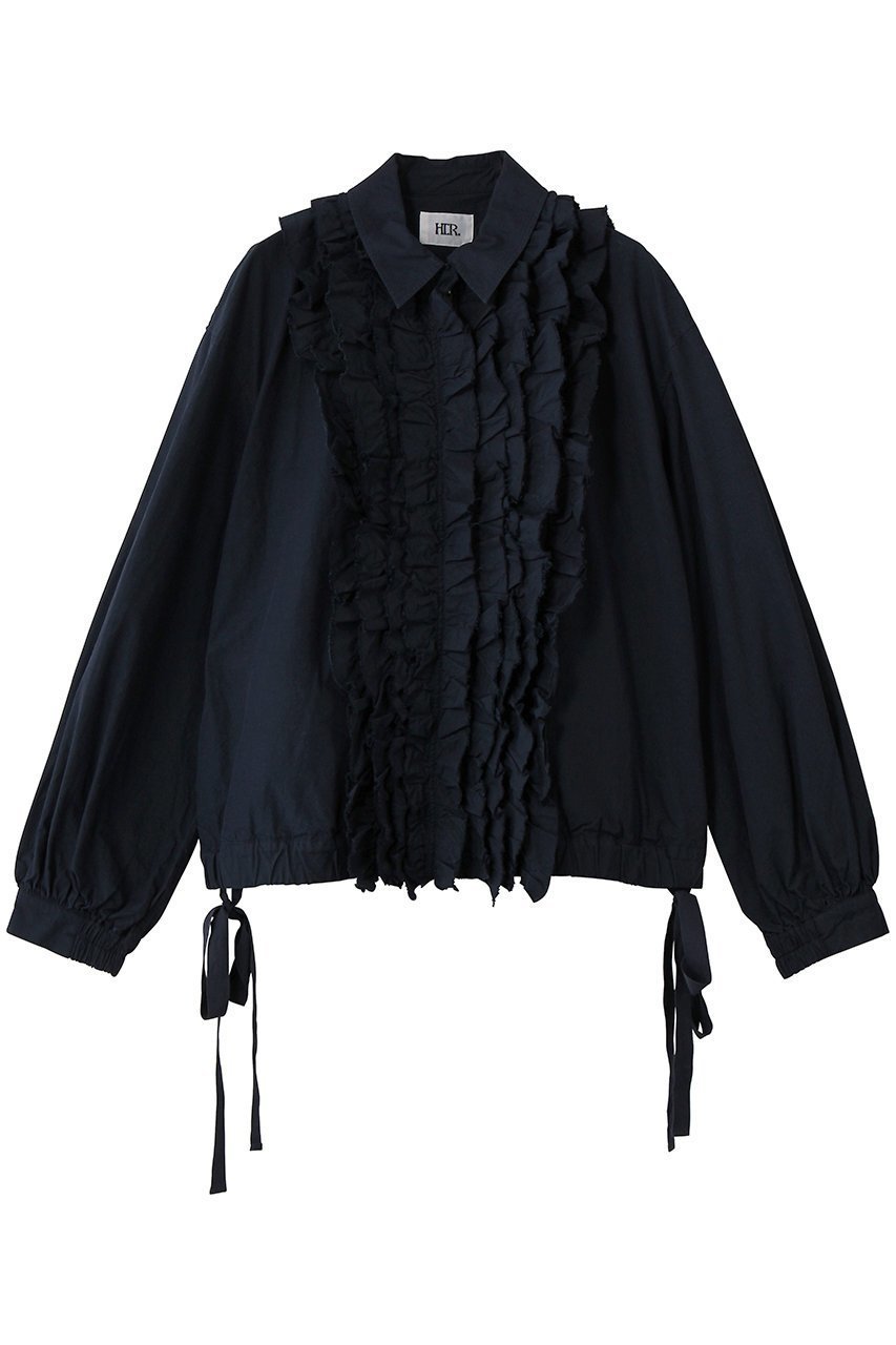 【ハー/HER.】のコットンリネンフリルブルゾン インテリア・キッズ・メンズ・レディースファッション・服の通販 founy(ファニー) 　ファッション　Fashion　レディースファッション　Fashion for Women　アウター　Coat / Outerwear Collection　レディースジャケット・軽アウター　Jackets　ブルゾンジャケット・スポーティアウター　Blouson Jackets　おすすめ　Recommended / Our Picks　ジャケット　Jacket, Outerwear　ティアード　Tiered, Tiered Style　バルーン　Balloon, Balloon Silhouette　フリル　Frill, Ruffle　ブルゾン　Blouson, Bomber Jacket　リネン　Linen, Linen Fabric　リボン　Ribbon, Bow　新作・新入荷　New Arrivals / New In　ネイビー|ID: prp329100004879746 ipo3291000000036412338