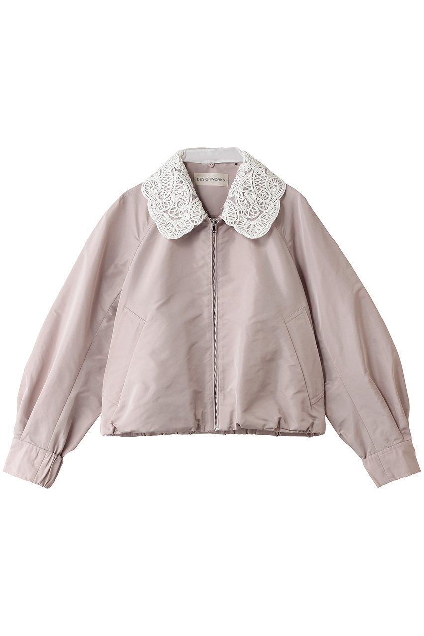 【デザイン ワークス/DESIGN WORKS】の刺しゅうレース襟タフタブルゾン 人気、トレンドファッション・服の通販 founy(ファニー) 　ファッション　Fashion　レディースファッション　Fashion for Women　アウター　Coat / Outerwear Collection　レディースジャケット・軽アウター　Jackets　ブルゾンジャケット・スポーティアウター　Blouson Jackets　おすすめ　Recommended / Our Picks　ジャケット　Jacket, Outerwear　タフタ　Taffeta, Structured Fabric　ダウン　Down, Puffer　デニム　Denim, Jeans Material　バランス　Balance, Style Balance　フェミニン　Feminine, Girly　フォルム　Silhouette, Form　ブルゾン　Blouson, Bomber Jacket　レース　Lace, Lace Fabric　ワイド　Wide, Wide Fit　新作・新入荷　New Arrivals / New In　 other-1|ID: prp329100004879769 ipo3291000000036412490