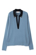 【クルニ/CULLNI】の【UNISEX】ワイド リブ スキッパー カラー ニットプルオーバー サックス|ID: prp329100004879839 ipo3291000000036874491