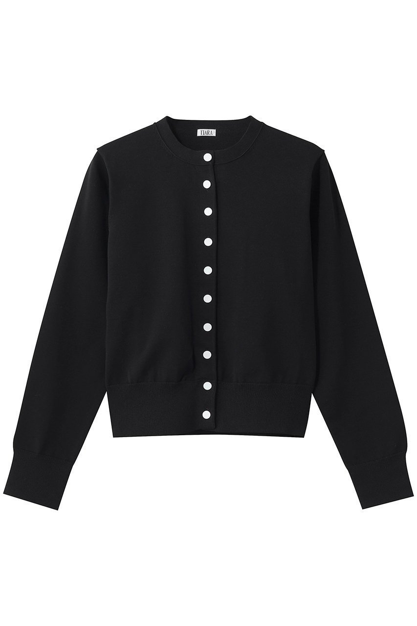 【ティアラ/Tiara】のアクセントボタンカーディガン インテリア・キッズ・メンズ・レディースファッション・服の通販 founy(ファウニー) 　ファッション　Fashion　レディースファッション　Fashion for Women　トップス・カットソー　Cut & Sew Tops　ニット　Knit Tops & Sweaters　カーディガン・羽織り　Layered Style Cardigans　なめらか　Smooth, Silky Texture　カーディガン　Cardigan, Knitwear　シンプル　Simple, Minimal　ブラック|ID: prp329100004879847 ipo3291000000037239923