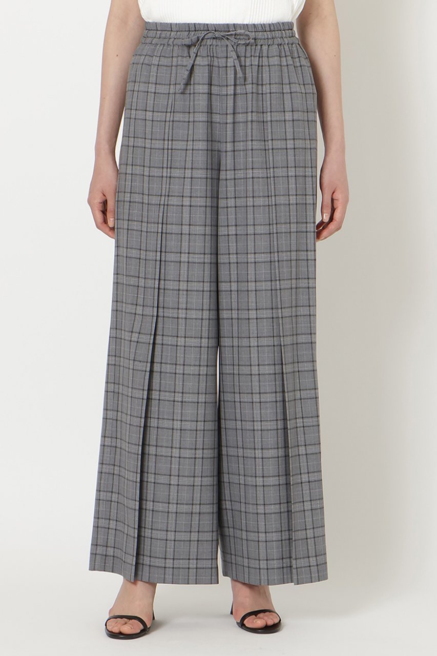 【ミラ ショーン バイ チカ キサダ/mila schon by chika kisada】のウールチェックワイドタックパンツ 人気、トレンドファッション・服の通販 founy(ファニー) 　ファッション　Fashion　レディースファッション　Fashion for Women　パンツ　Pants & Trousers　クラシカル　Classical, Vintage-Inspired　シンプル　Simple, Minimal　ストレート　Straight, Straight Cut　スピンドル　Spindle, Drawcord　チェック　Check, Plaid, Tartan　リラックス　Relax, Relaxed Fit　ワイド　Wide, Wide Fit　エレガント 上品　Elegant　新作・新入荷　New Arrivals / New In　other-7|ID: prp329100004879852 ipo3291000000036413042