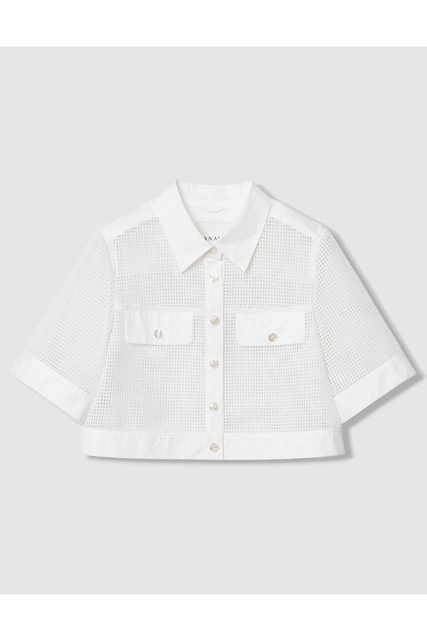 【アナイ/ANAYI】の【セットアップ対応商品】メッシュラッセル5分袖シャツブルゾン インテリア・キッズ・メンズ・レディースファッション・服の通販 founy(ファニー) 　ファッション　Fashion　レディースファッション　Fashion for Women　アウター　Coat / Outerwear Collection　レディースジャケット・軽アウター　Jackets　ブルゾンジャケット・スポーティアウター　Blouson Jackets　おすすめ　Recommended / Our Picks　コンビ　Combo, Combination Style　ジャケット　Jacket, Outerwear　スポーティ　Sporty, Casual Athletic　スリーブ　Sleeve, Long Sleeve / Short Sleeve　セットアップ　Set-Up, Coordinated Outfit　ハーフ　Half, Half-Length　ブルゾン　Blouson, Bomber Jacket　ポケット　Pocket, Pocket Detail　メッシュ　Mesh, Net Fabric　ラッセル　Raschel, Raschel Lace　新作・新入荷　New Arrivals / New In　ホワイト|ID: prp329100004879865 ipo3291000000036413114