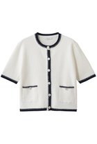 【アナイ/ANAYI】のバイカラー5分袖カーディガン オフホワイト|ID: prp329100004879867 ipo3291000000036413125