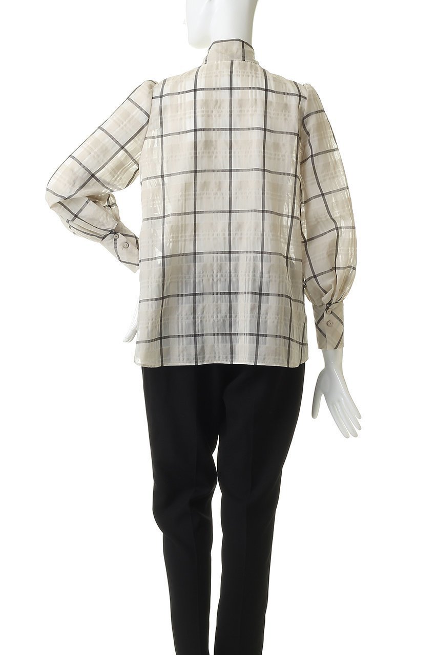 【アルアバイル/allureville】のシアーチェックボウブラウス 人気、トレンドファッション・服の通販 founy(ファニー) ファッション Fashion レディースファッション Fashion for Women トップス・カットソー Cut & Sew Tops シャツ・ブラウス・オフィスカジュアル Elegant Blouses & Button-Ups シアー Sheer, See-Through スリーブ Sleeve, Long Sleeve / Short Sleeve チェック Check, Plaid, Tartan デニム Denim, Jeans Material ロング Long, Long-Length エレガント 上品 Elegant 新作・新入荷 New Arrivals / New In other-4|ID: prp329100004879870 ipo3291000000036413153