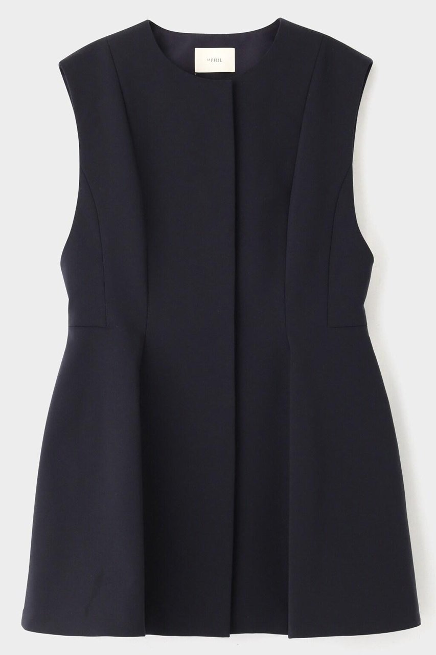 【ル フィル/LE PHIL】の《LE PHIL》ダブルクロスストレッチペプラムジレ インテリア・キッズ・メンズ・レディースファッション・服の通販 founy(ファニー) 　ファッション　Fashion　レディースファッション　Fashion for Women　アウター　Coat / Outerwear Collection　レディースジャケット・軽アウター　Jackets　インナー　Innerwear　コンパクト　Compact, Small Size　ジャケット　Jacket, Outerwear　スタンダード　Standard, Basic　ストレッチ　Stretch, Stretchy Fabric　ノースリーブ　Sleeveless, No-Sleeve　パターン　Pattern, Design Print　フォルム　Silhouette, Form　フレア　Flare, Flared　再入荷　Restock / Back in Stock　ネイビー|ID: prp329100004879872 ipo3291000000036413164