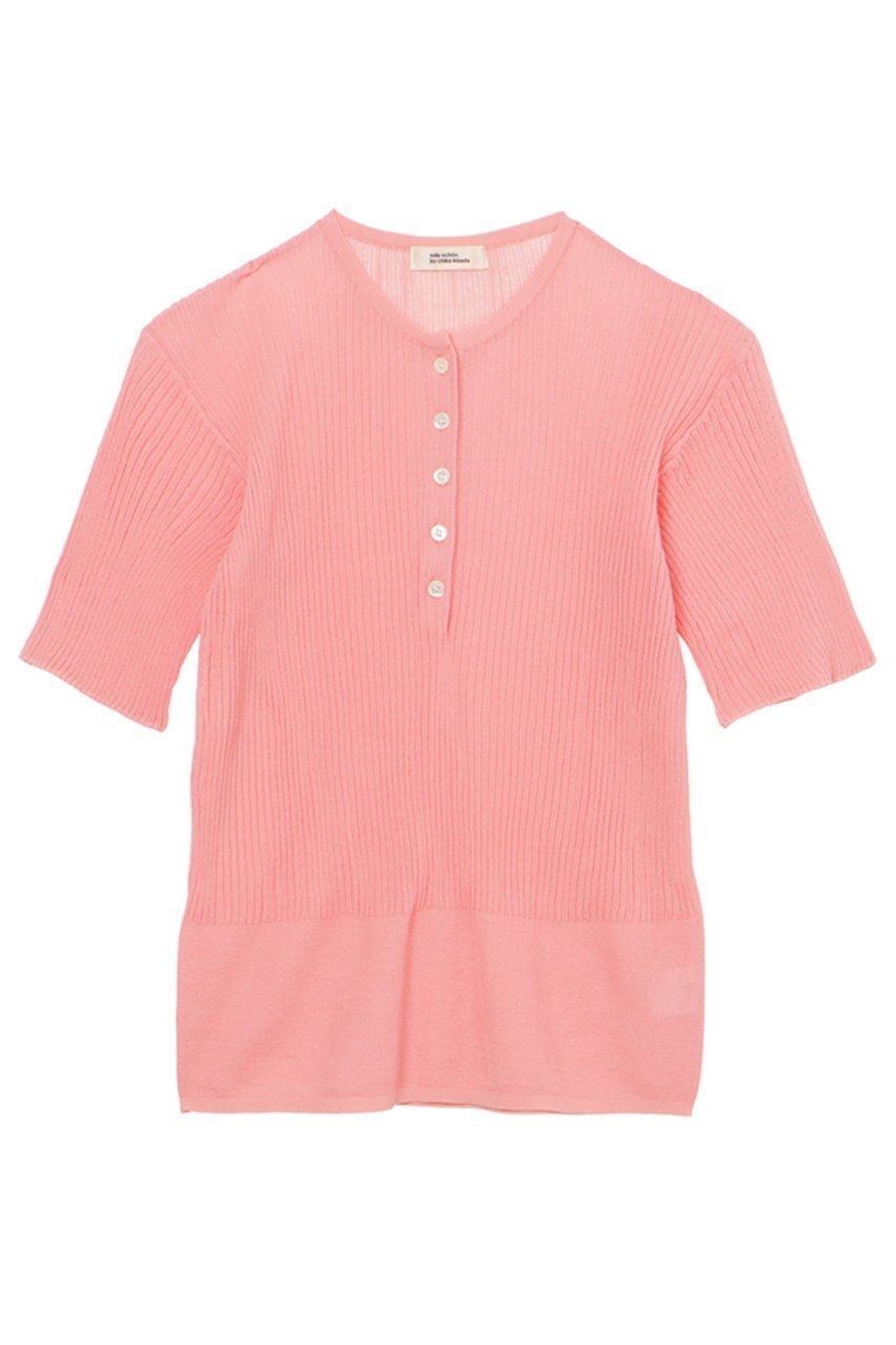 【ミラ ショーン バイ チカ キサダ/mila schon by chika kisada】のシアーリブヘンリーネックニット インテリア・キッズ・メンズ・レディースファッション・服の通販 founy(ファニー) 　ファッション　Fashion　レディースファッション　Fashion for Women　トップス・カットソー　Cut & Sew Tops　ニット　Knit Tops & Sweaters　カジュアルプルオーバー・ニットトップス　Pullovers & Knit Tops / Casual Pullovers　インナー　Innerwear　新作・新入荷　New Arrivals / New In　ピンク|ID: prp329100004879895 ipo3291000000036413308