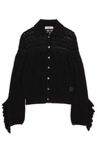 【ミラ ショーン バイ チカ キサダ/mila schon by chika kisada】のアイレットすかし編み襟付きカーディガン ブラック|ID: prp329100004879903 ipo3291000000037240352