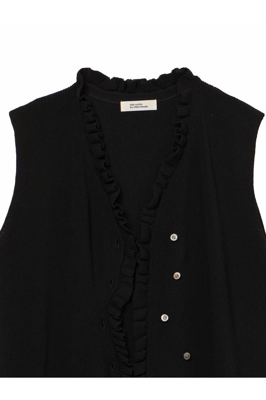 【ミラ ショーン バイ チカ キサダ/mila schon by chika kisada】のフリルリブニットベスト 人気、トレンドファッション・服の通販 founy(ファニー) 　ファッション　Fashion　レディースファッション　Fashion for Women　トップス・カットソー　Cut & Sew Tops　ニット　Knit Tops & Sweaters　ベスト&ジレ / 重ね着スタイル　Vests & Gilets　カジュアルプルオーバー・ニットトップス　Pullovers & Knit Tops / Casual Pullovers　アシンメトリー　Asymmetrical Style　トレンド　Trend, Trending Now　フリル　Frill, Ruffle　ベスト　Vest, Waistcoat　新作・新入荷　New Arrivals / New In　畦　Ribbed Knit　other-3|ID: prp329100004879905 ipo3291000000036413376