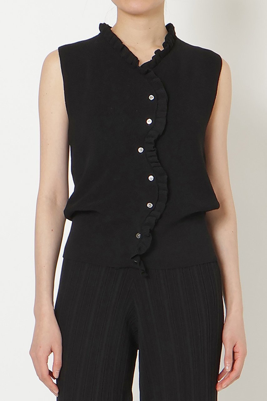 【ミラ ショーン バイ チカ キサダ/mila schon by chika kisada】のフリルリブニットベスト 人気、トレンドファッション・服の通販 founy(ファニー) 　ファッション　Fashion　レディースファッション　Fashion for Women　トップス・カットソー　Cut & Sew Tops　ニット　Knit Tops & Sweaters　ベスト&ジレ / 重ね着スタイル　Vests & Gilets　カジュアルプルオーバー・ニットトップス　Pullovers & Knit Tops / Casual Pullovers　アシンメトリー　Asymmetrical Style　トレンド　Trend, Trending Now　フリル　Frill, Ruffle　ベスト　Vest, Waistcoat　新作・新入荷　New Arrivals / New In　畦　Ribbed Knit　other-5|ID: prp329100004879905 ipo3291000000036413378