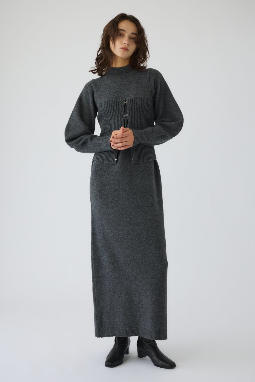 【リムアーク/RIM.ARK】のSetting knit dress/ニットドレス インテリア・キッズ・メンズ・レディースファッション・服の通販 founy(ファニー) 　ファッション　Fashion　レディースファッション　Fashion for Women　ワンピース　Dresses　フォーマル・パーティードレス・結婚式用ドレス　Elegant & Casual Dresses　チュニック　Tunic Tops & Dresses　ショート　Short, Short Length　シンプル　Simple, Minimal　チュニック　Tunic, Long Top　ドレス　Dress, One-Piece　ビスチェ　Bustier, Corset Top　フィット　Fit, Slim Fit　ロング　Long, Long-Length　冬　Winter / This Winter　グレー|ID: prp329100004880030 ipo3291000000036414245