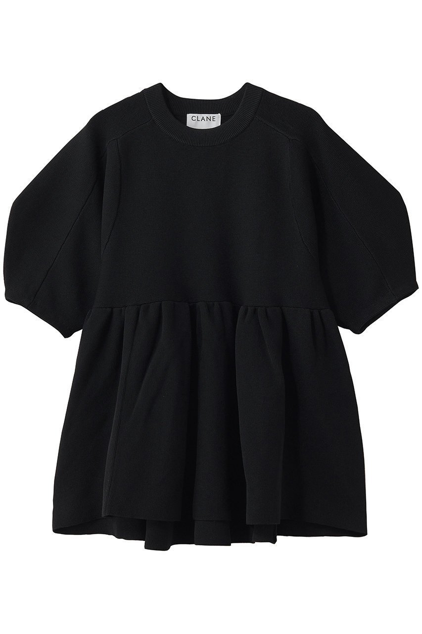 【クラネ/CLANE】のPEPLUM HALF SLEEVE KNIT TOPS ニット/セーター インテリア・キッズ・メンズ・レディースファッション・服の通販 founy(ファニー) 　ファッション　Fashion　レディースファッション　Fashion for Women　トップス・カットソー　Cut & Sew Tops　ニット　Knit Tops & Sweaters　カジュアルプルオーバー・ニットトップス　Pullovers & Knit Tops / Casual Pullovers　スリーブ　Sleeve, Long Sleeve / Short Sleeve　セーター　Sweater, Knitwear　フレア　Flare, Flared　ペプラム　Peplum, Flared Hem　新作・新入荷　New Arrivals / New In　BLACK|ID: prp329100004880042 ipo3291000000036414333