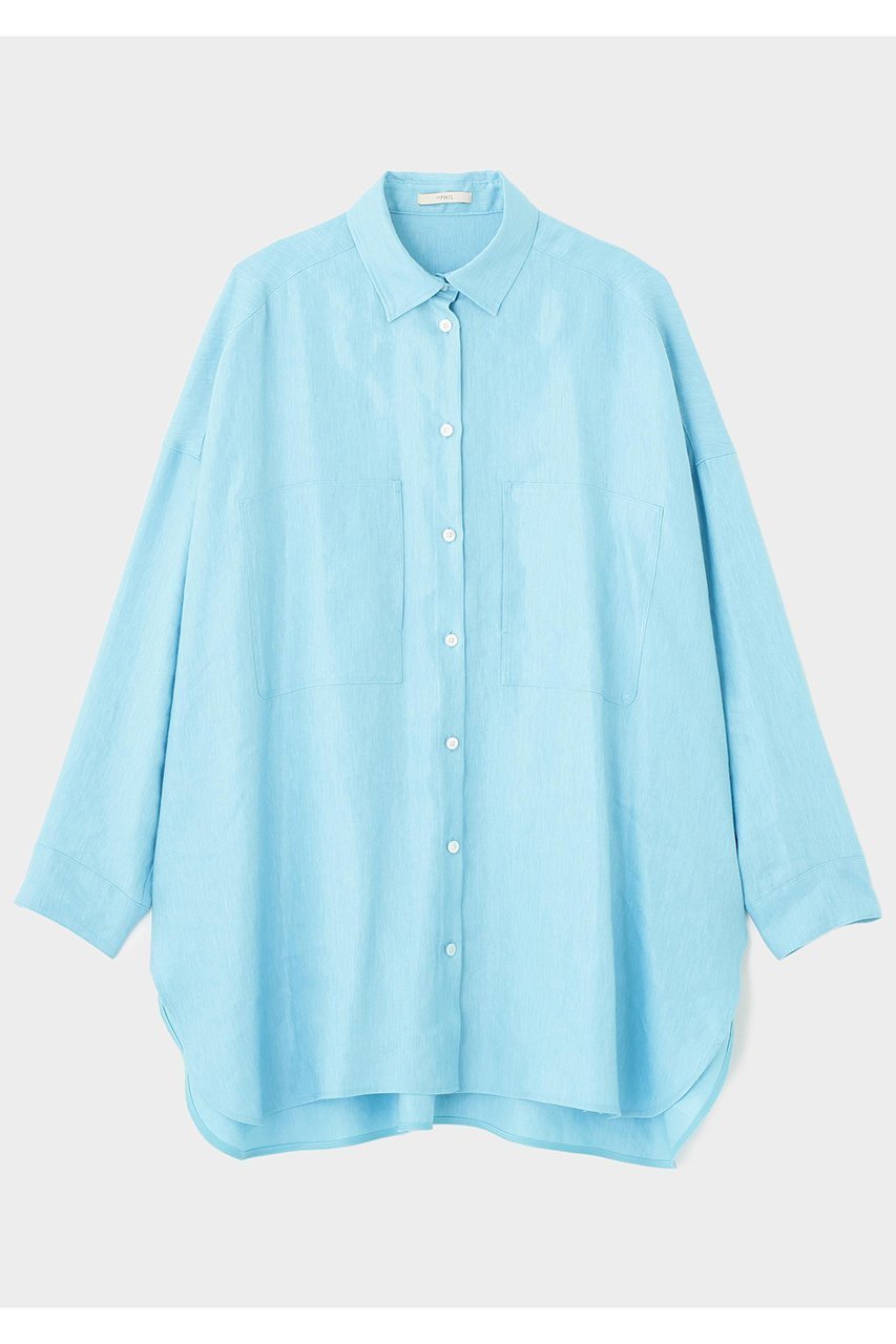 【ル フィル/LE PHIL】のキュプラリネンブラウス インテリア・キッズ・メンズ・レディースファッション・服の通販 founy(ファニー) 　ファッション　Fashion　レディースファッション　Fashion for Women　トップス・カットソー　Cut & Sew Tops　シャツ・ブラウス・オフィスカジュアル　Elegant Blouses & Button-Ups　キュプラ　Cupro, Eco Fabric　シンプル　Simple, Minimal　スタンダード　Standard, Basic　スリーブ　Sleeve, Long Sleeve / Short Sleeve　ネップ　Nepp, Slub Yarn　フロント　Front, Front Design　ポケット　Pocket, Pocket Detail　ヨーク　Yoke, Yoke Design　ロング　Long, Long-Length　エレガント 上品　Elegant　新作・新入荷　New Arrivals / New In　ブルー|ID: prp329100004880058 ipo3291000000036414454